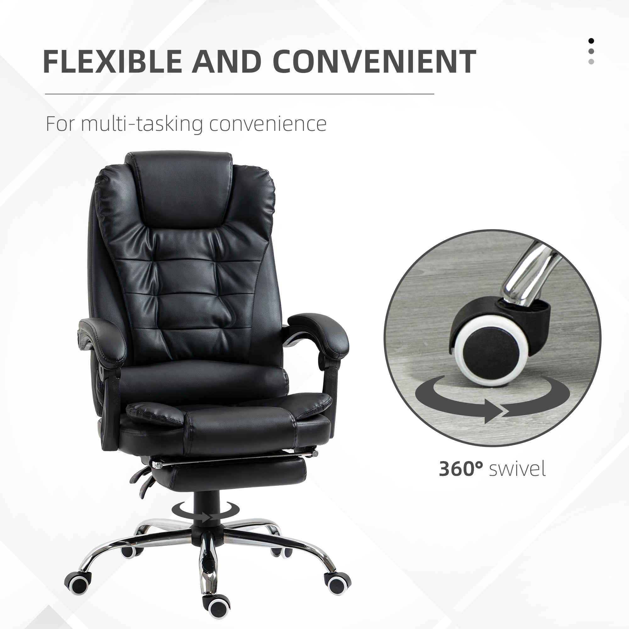 Ergonomic Office Chair - Black PU Leather High Back-DECOROLALA