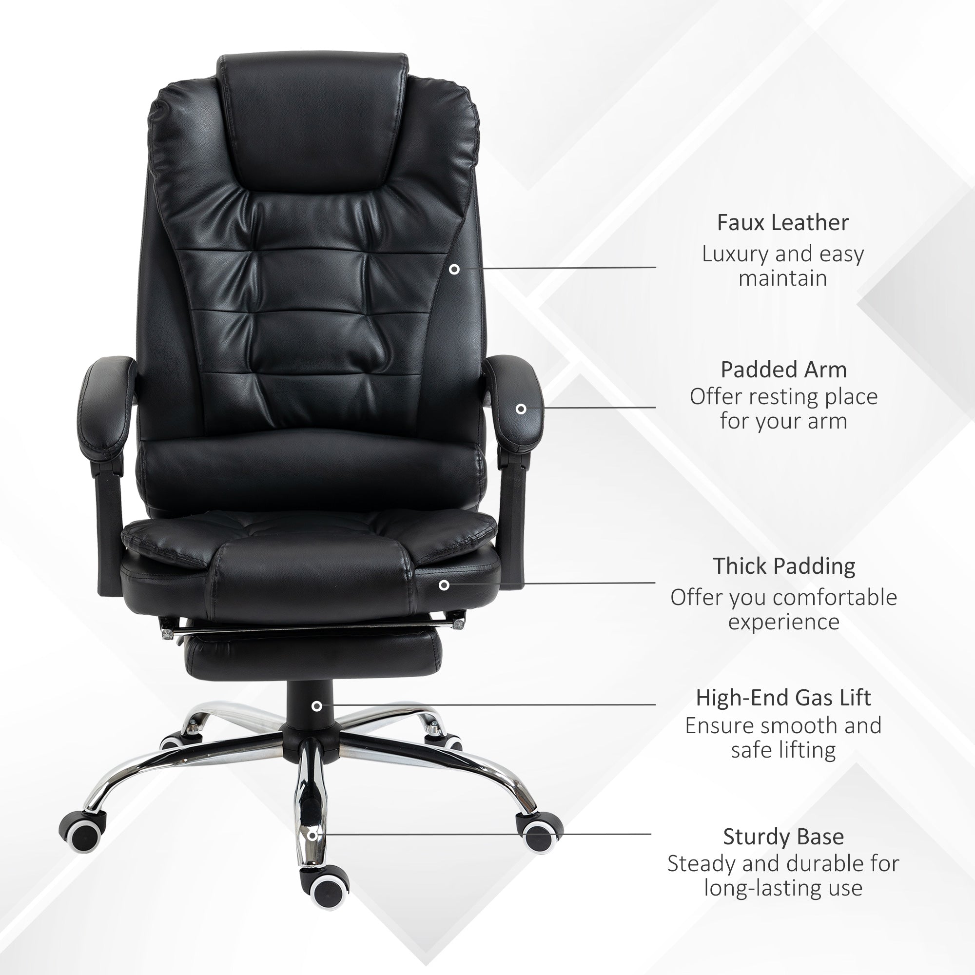 Ergonomic Office Chair - Black PU Leather High Back-DECOROLALA