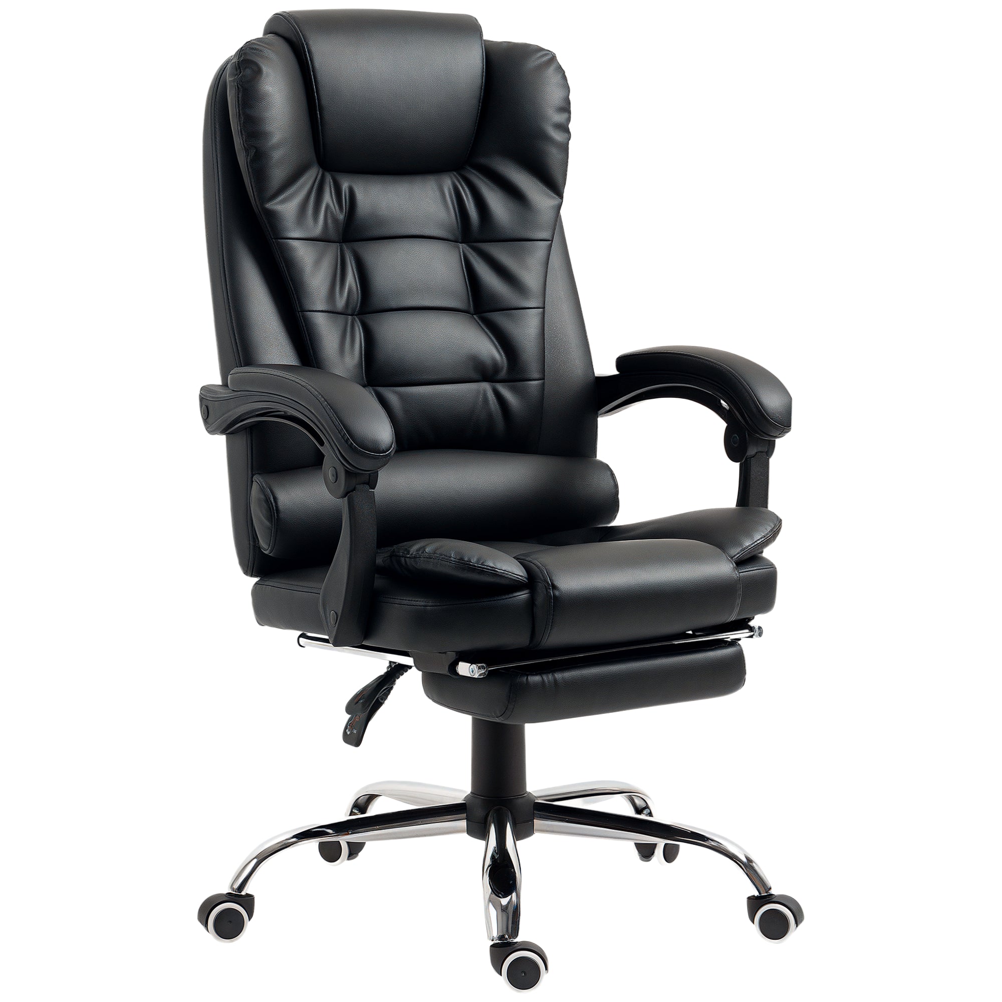 Ergonomic Office Chair - Black PU Leather High Back-DECOROLALA