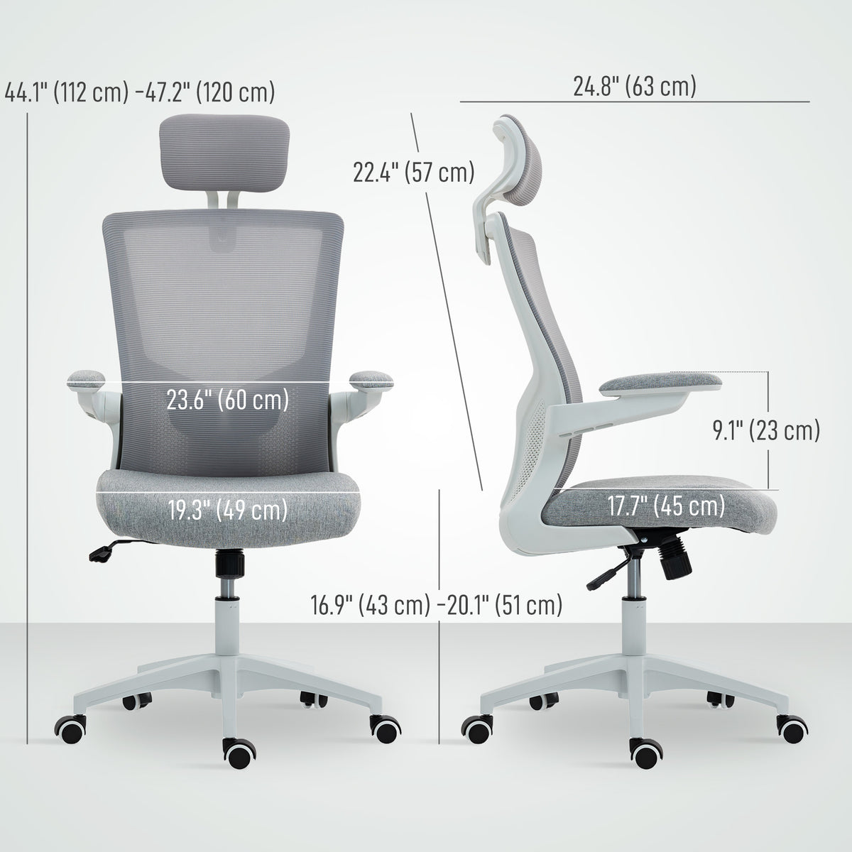 Ergonomic Office Chair - Grey Mesh Swivel Desk Chair-Office Products > Office Furniture > Office Chairs > Task Chairs-DECOROLALA
