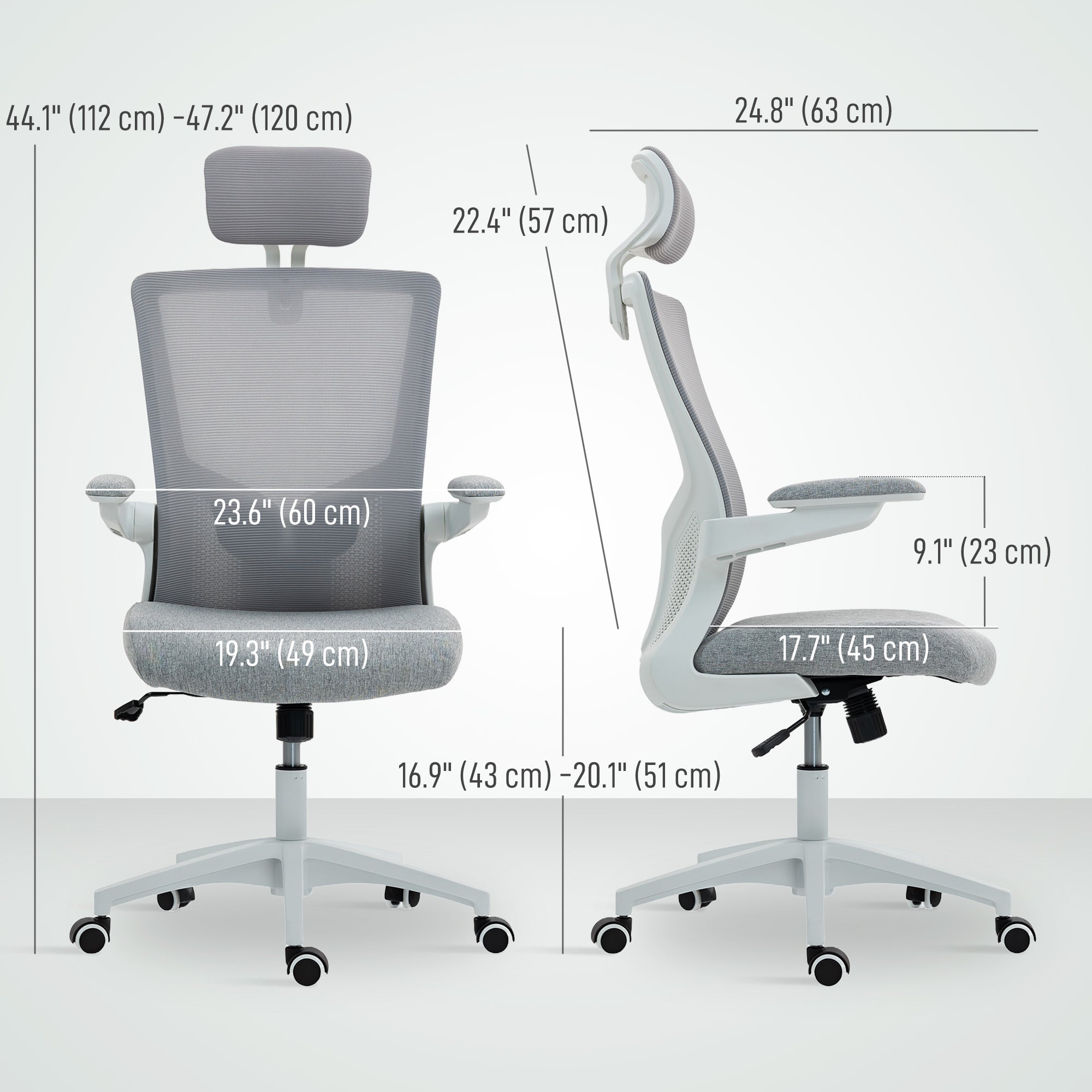 Ergonomic Office Chair - Grey Mesh Swivel Desk Chair-Office Products > Office Furniture > Office Chairs > Task Chairs-DECOROLALA