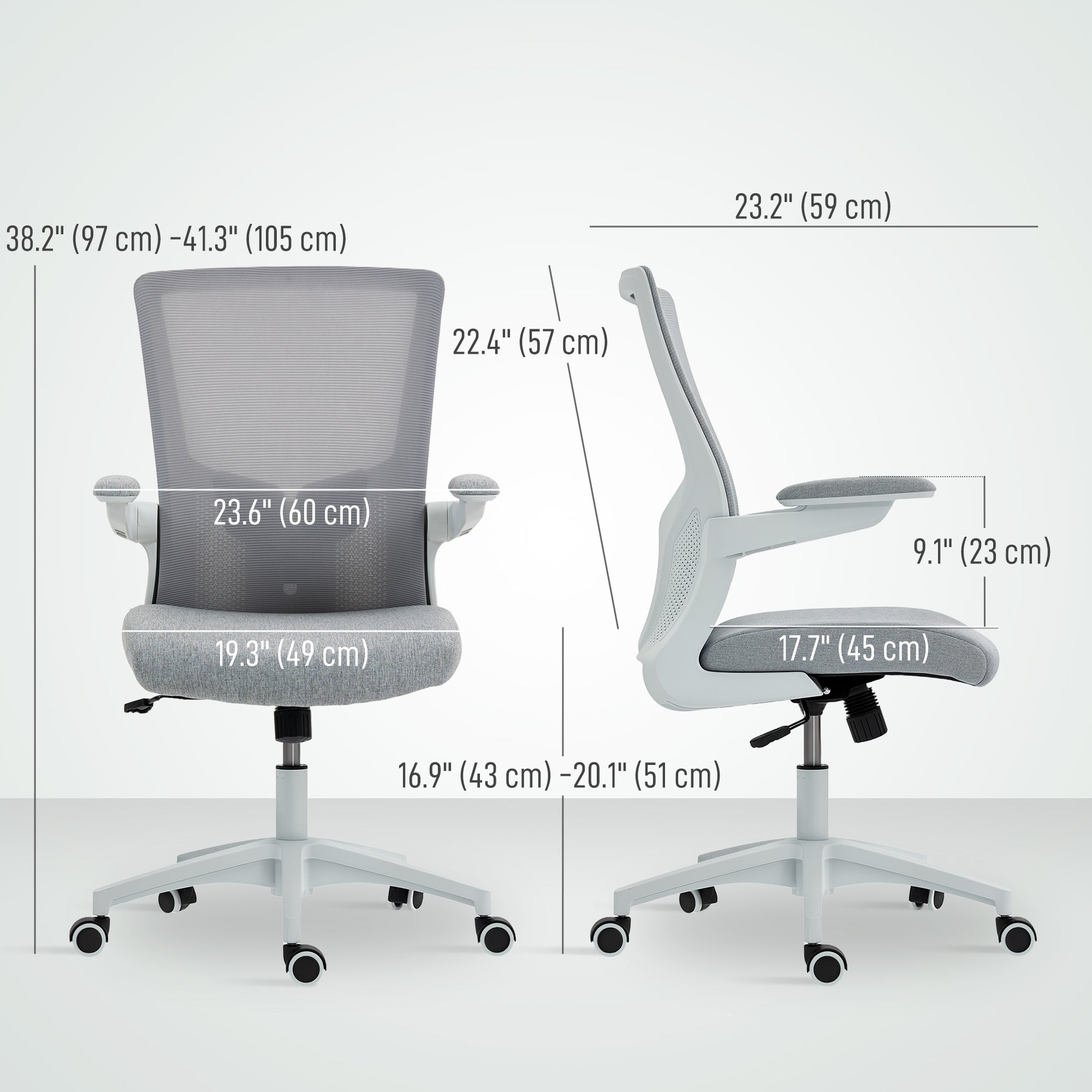 Ergonomic Office Chair - Grey Mesh Swivel Desk Chair-Office Products > Office Furniture > Office Chairs > Task Chairs-DECOROLALA