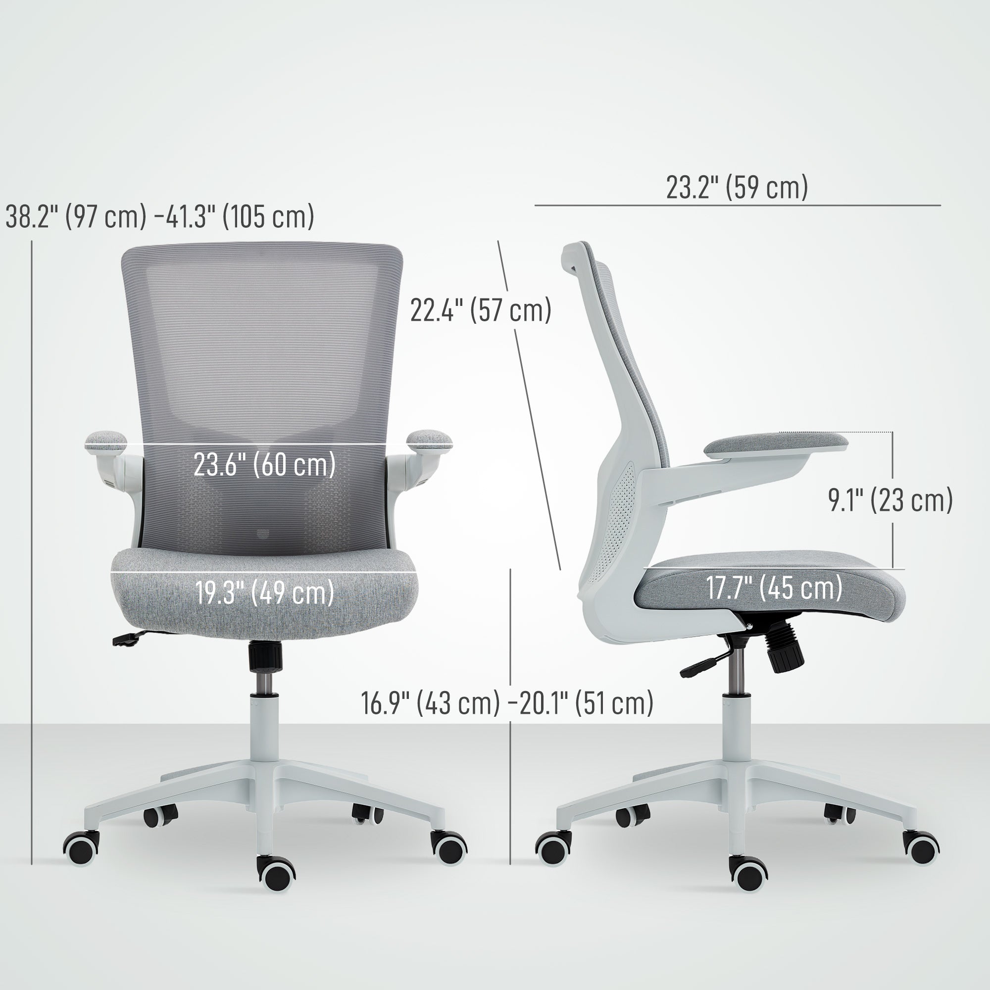 Ergonomic Office Chair - Grey Mesh Swivel Desk Chair-Office Products > Office Furniture > Office Chairs > Task Chairs-DECOROLALA