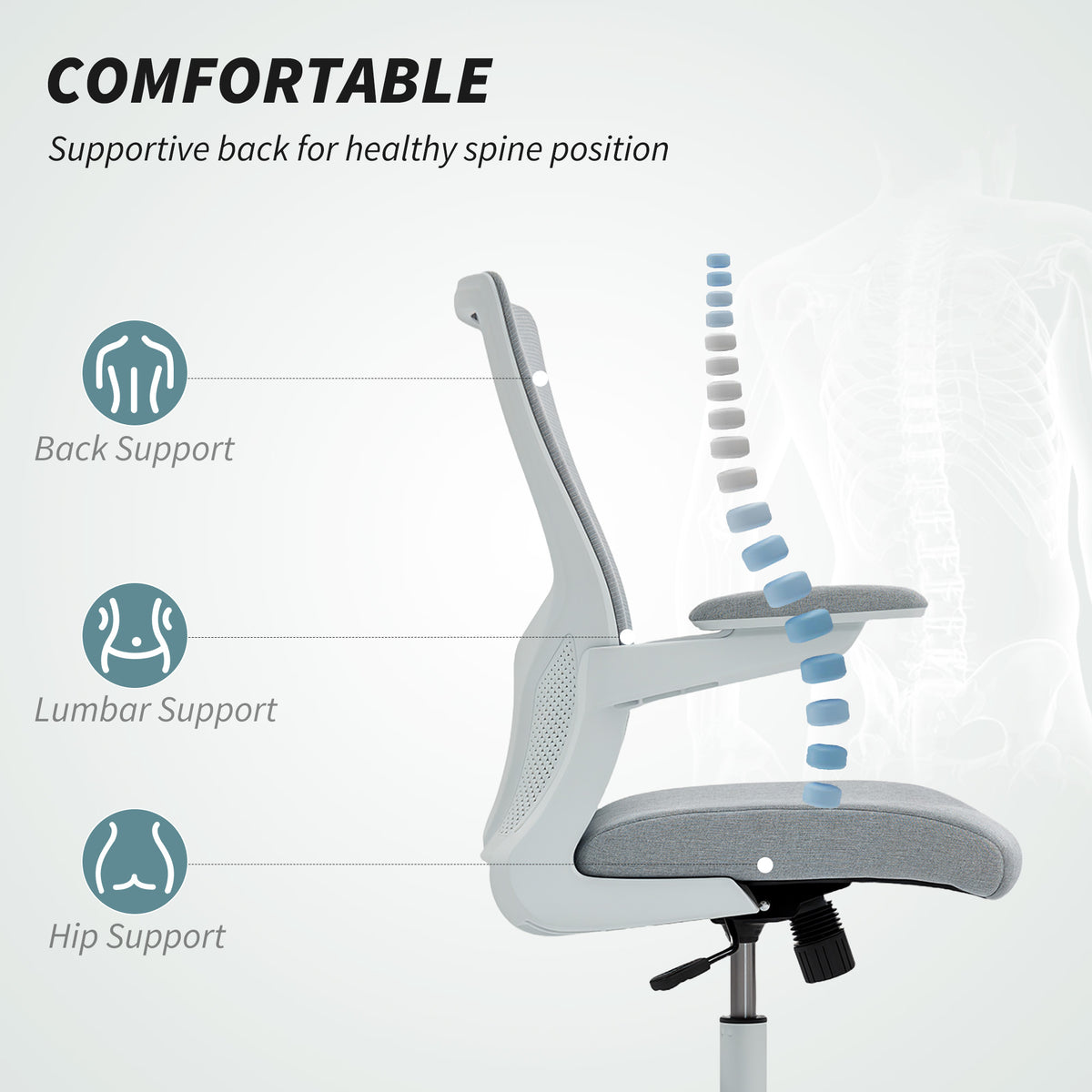 Ergonomic Office Chair - Grey Mesh Swivel Desk Chair-Office Products > Office Furniture > Office Chairs > Task Chairs-DECOROLALA