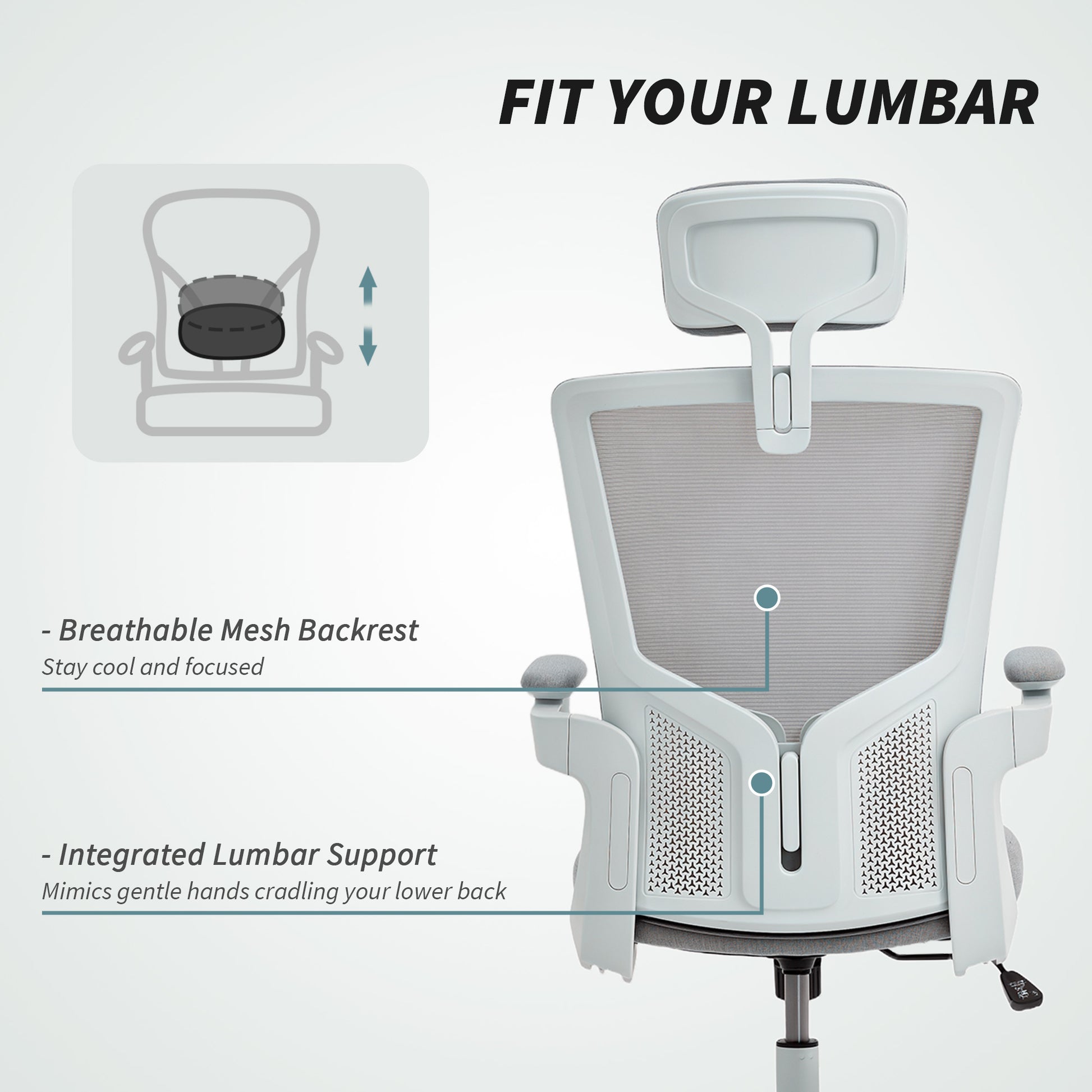 Ergonomic Office Chair - Grey Mesh Swivel Desk Chair-Office Products > Office Furniture > Office Chairs > Task Chairs-DECOROLALA