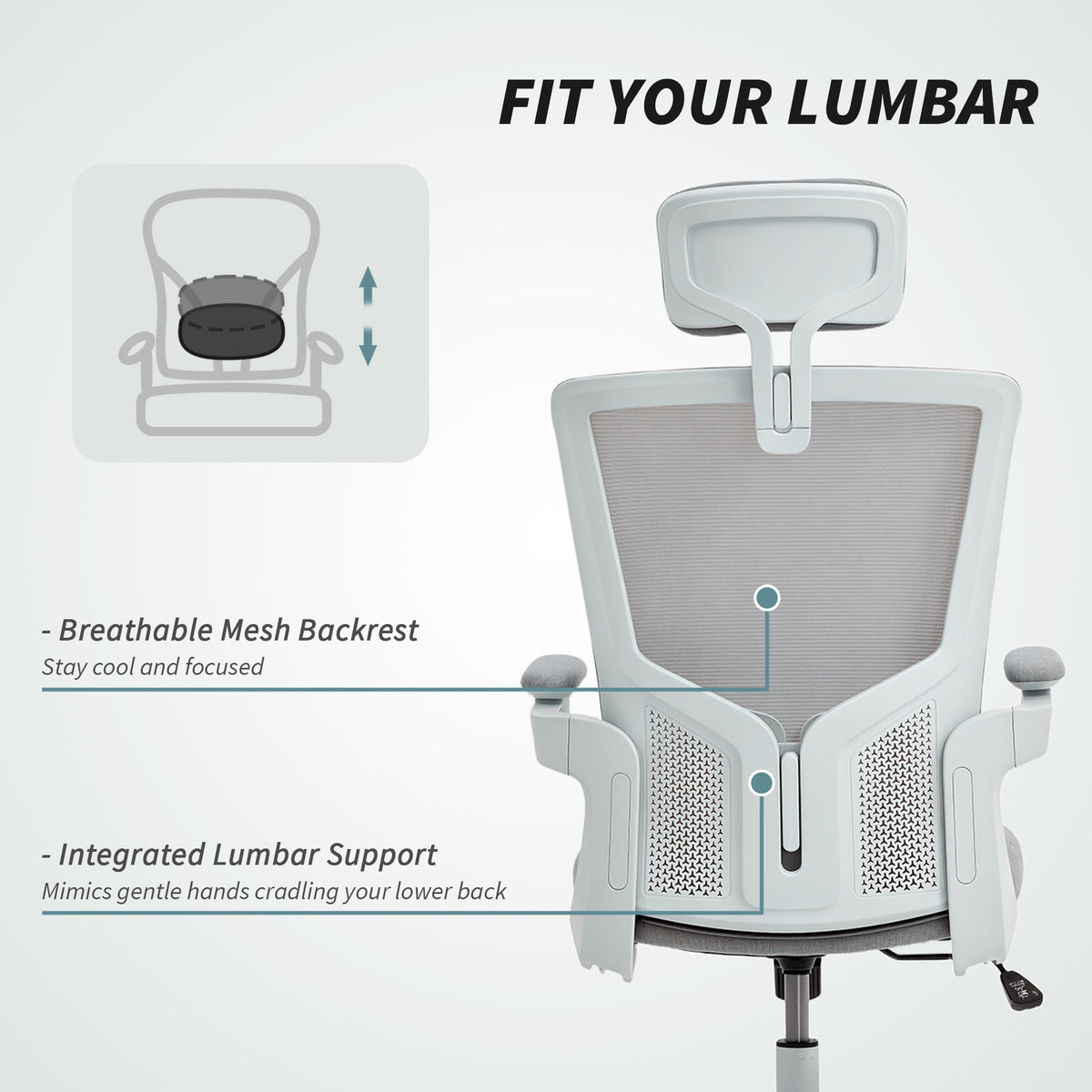 Ergonomic Office Chair - Grey Mesh Swivel Desk Chair-Office Products > Office Furniture > Office Chairs > Task Chairs-DECOROLALA