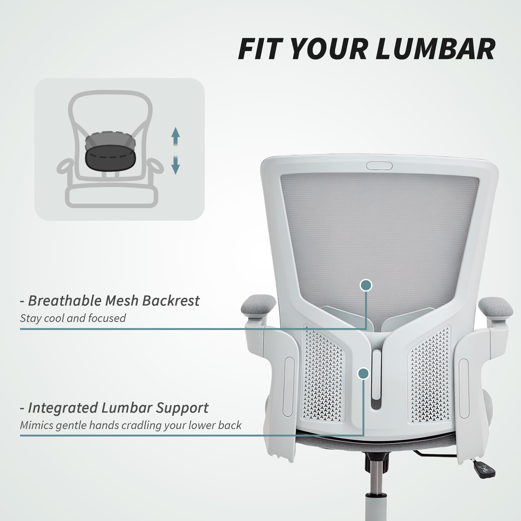Ergonomic Office Chair - Grey Mesh Swivel Desk Chair-Office Products > Office Furniture > Office Chairs > Task Chairs-DECOROLALA