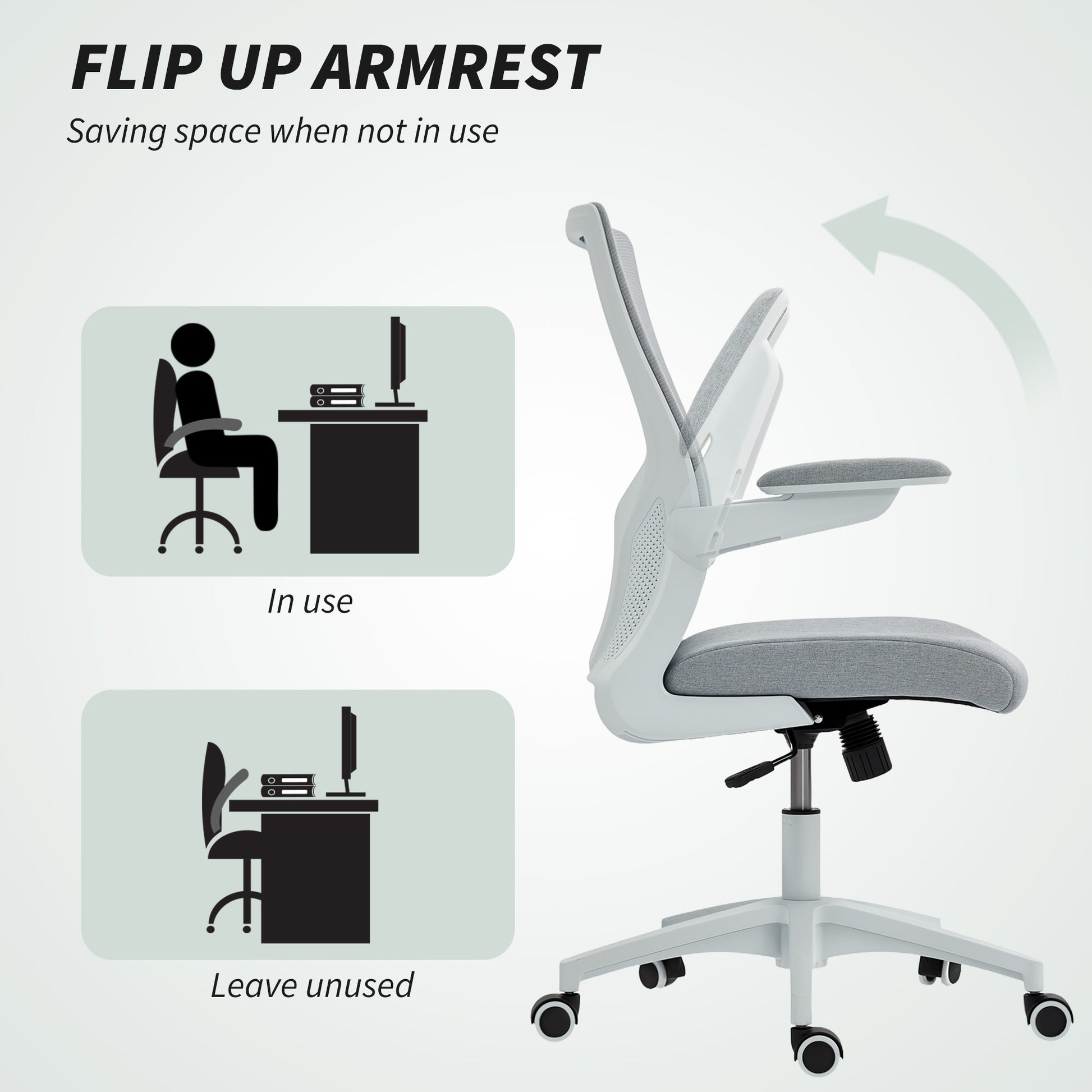 Ergonomic Office Chair - Grey Mesh Swivel Desk Chair-Office Products > Office Furniture > Office Chairs > Task Chairs-DECOROLALA