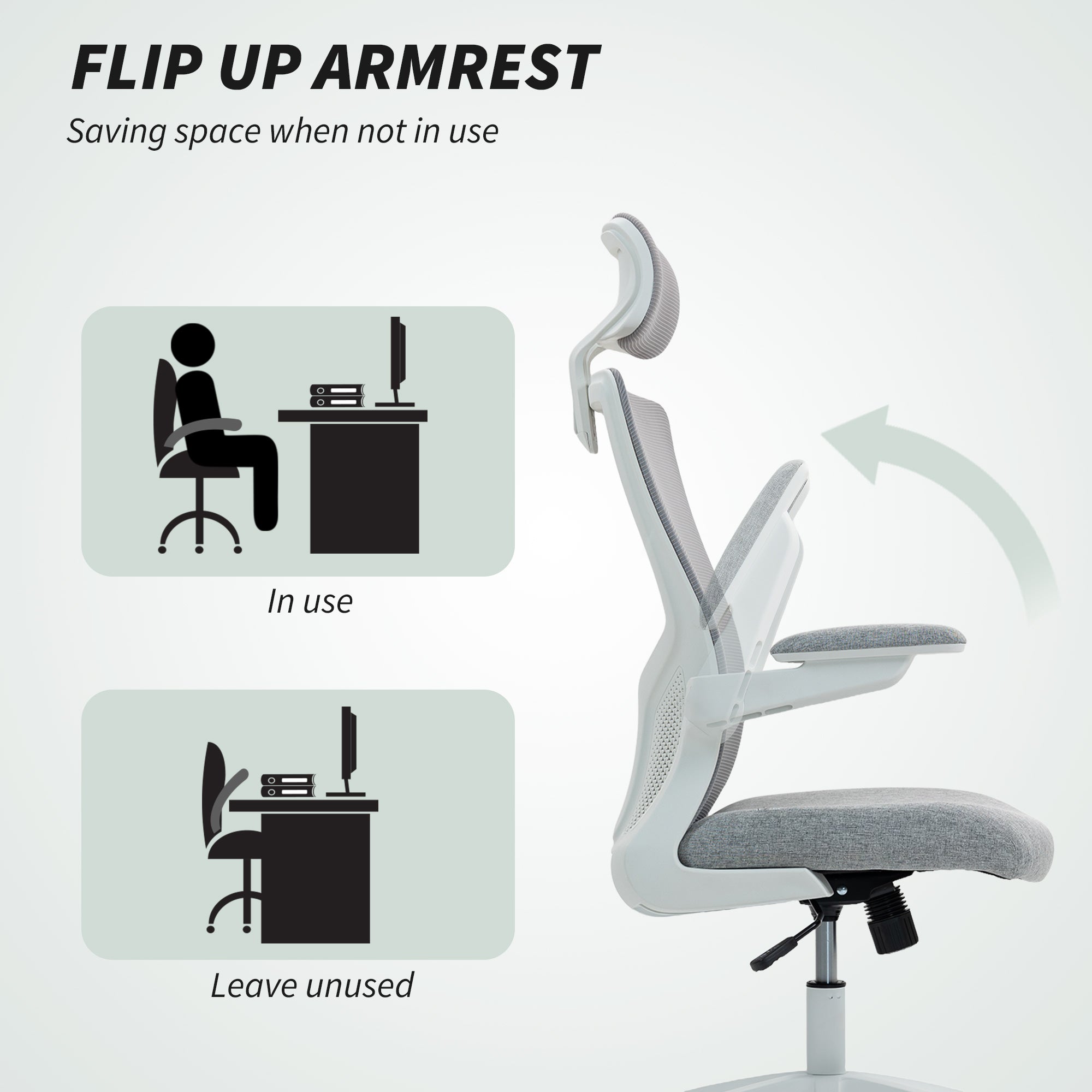 Ergonomic Office Chair - Grey Mesh Swivel Desk Chair-Office Products > Office Furniture > Office Chairs > Task Chairs-DECOROLALA