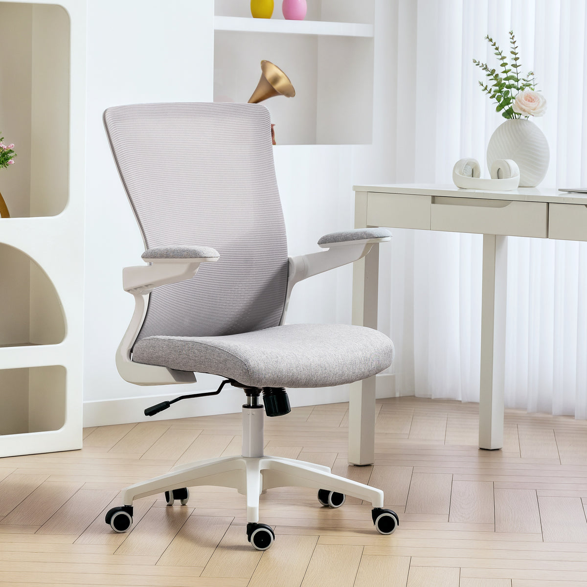 Ergonomic Office Chair - Grey Mesh Swivel Desk Chair-Office Products > Office Furniture > Office Chairs > Task Chairs-DECOROLALA
