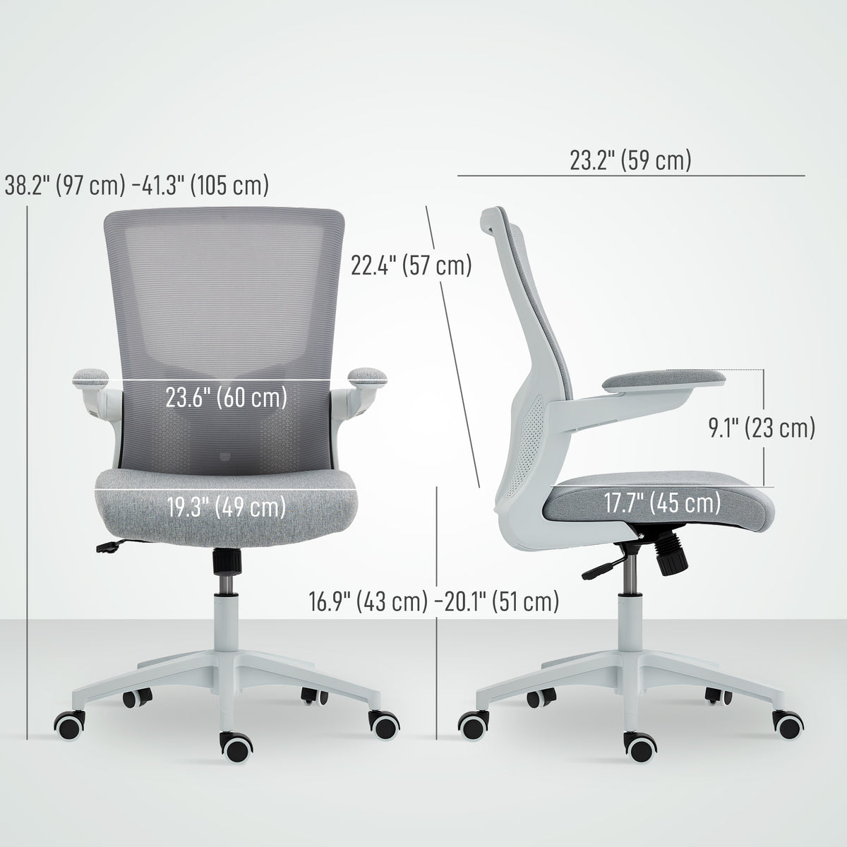 Ergonomic Office Chair - Grey Mesh Swivel Desk Chair-Task Chairs-DECOROLALA