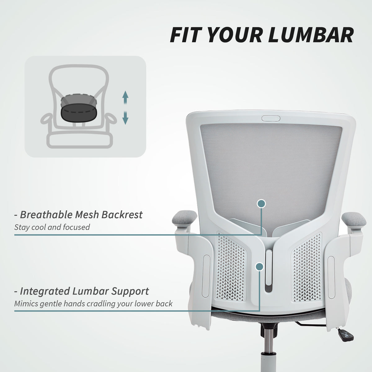 Ergonomic Office Chair - Grey Mesh Swivel Desk Chair-Task Chairs-DECOROLALA