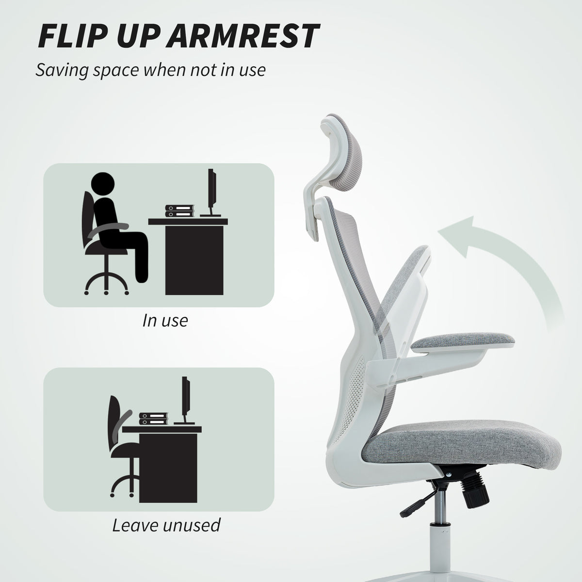 Ergonomic Office Chair - Grey Mesh Swivel Desk Chair-Task Chairs-DECOROLALA