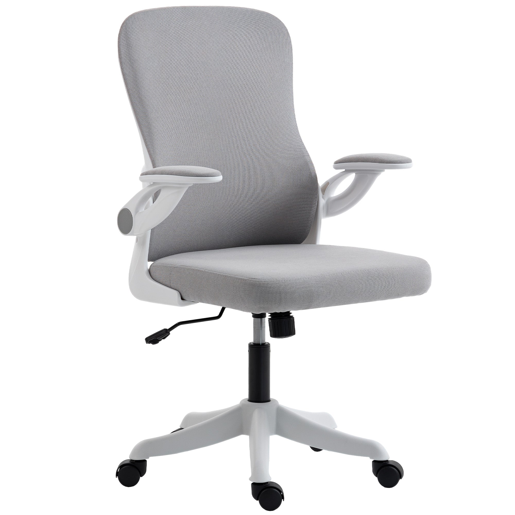 Ergonomic Office Chair - Grey Swivel Desk Chair with Flip-up Arms-Office Products > Office Furniture > Office Chairs > Task Chairs-DECOROLALA