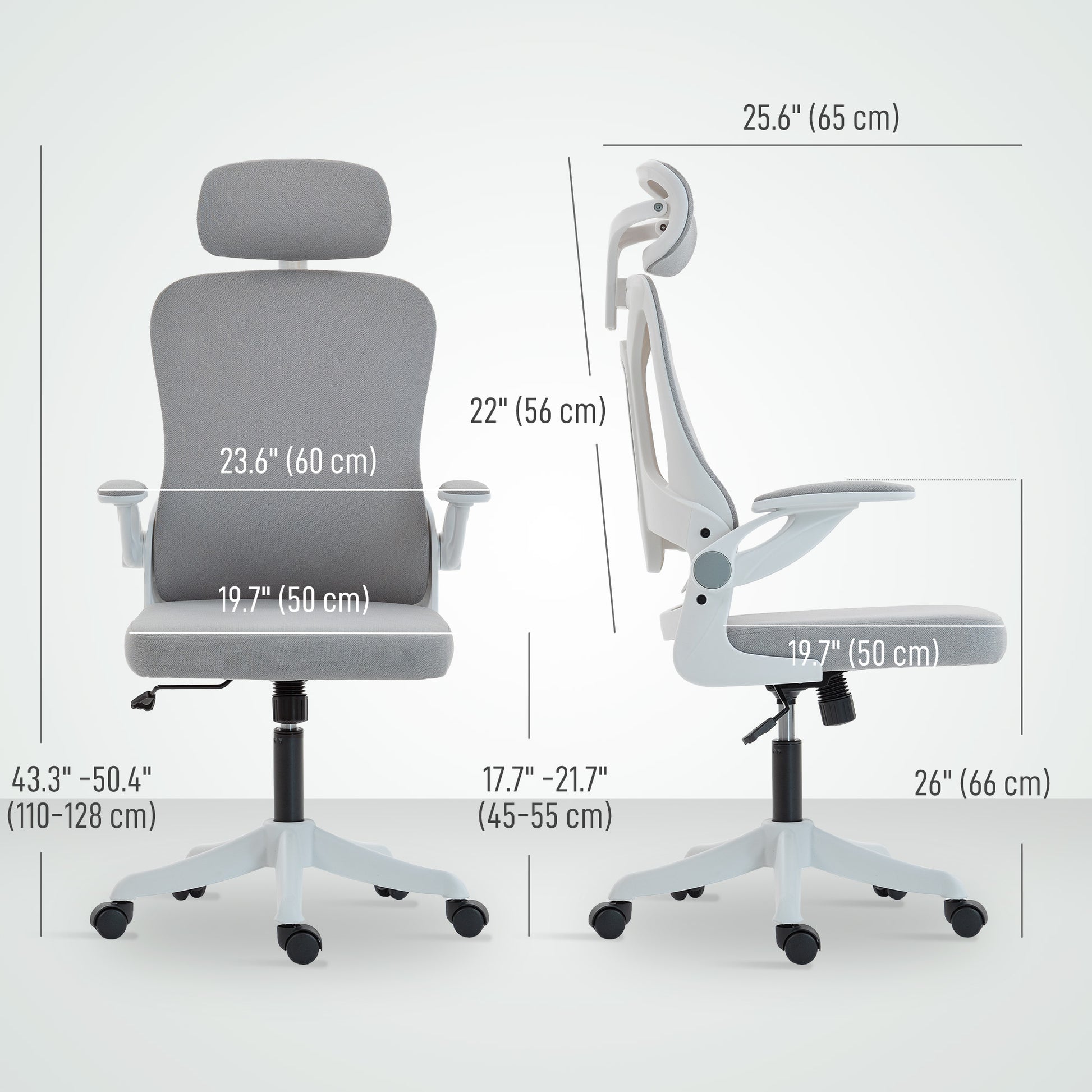 Ergonomic Office Chair - Grey Swivel Desk Chair with Headrest-Office Products > Office Furniture > Office Chairs > Task Chairs-DECOROLALA