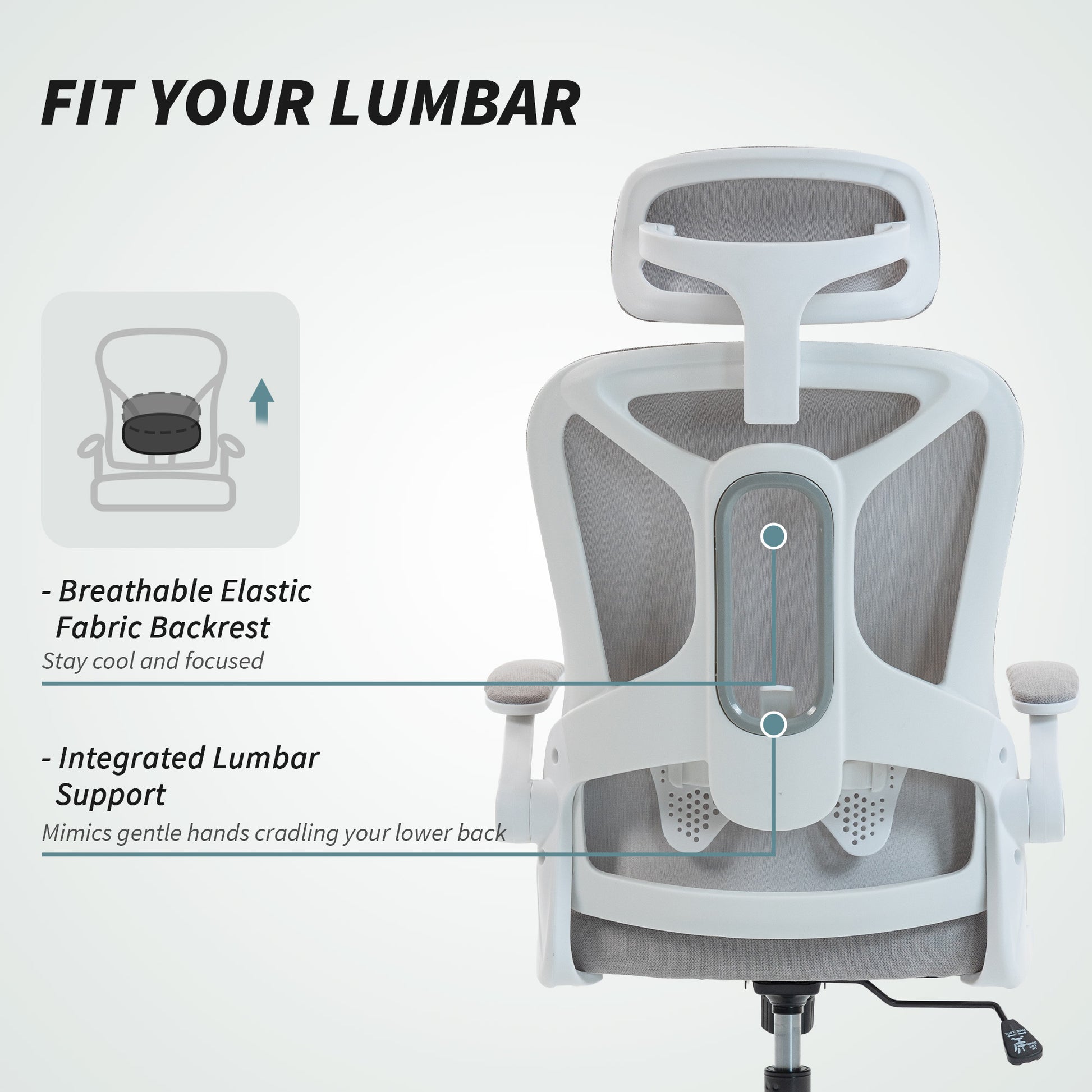 Ergonomic Office Chair - Grey Swivel Desk Chair with Headrest-Office Products > Office Furniture > Office Chairs > Task Chairs-DECOROLALA