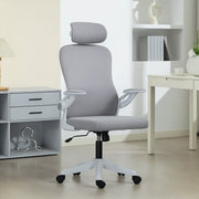 Ergonomic Office Chair - Grey Swivel Desk Chair with Headrest-Task Chairs-DECOROLALA