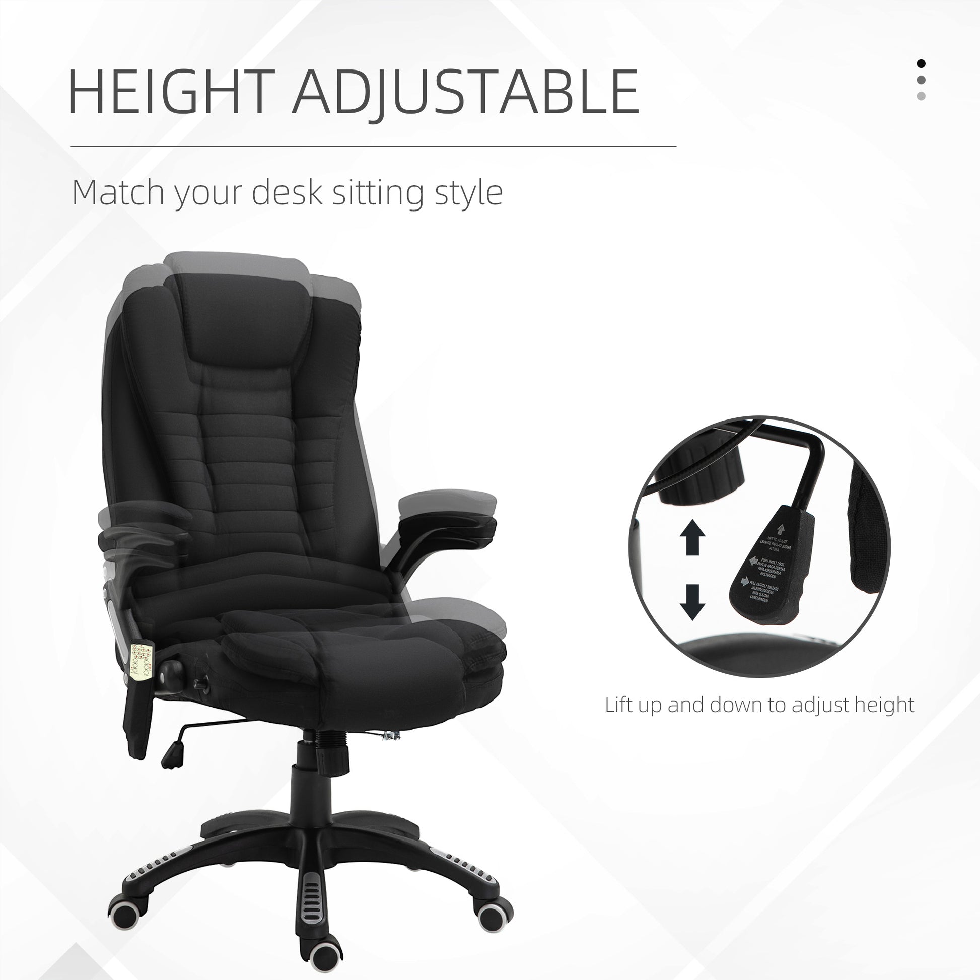 Ergonomic Office Chair Massage Reclining Black-DECOROLALA
