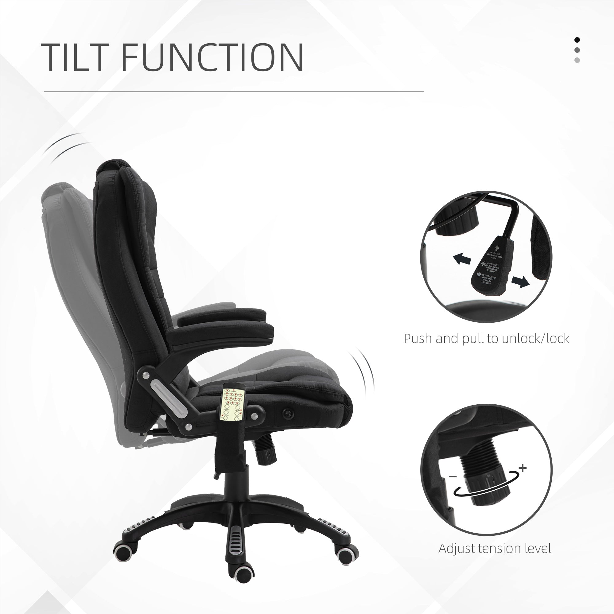 Ergonomic Office Chair Massage Reclining Black-DECOROLALA