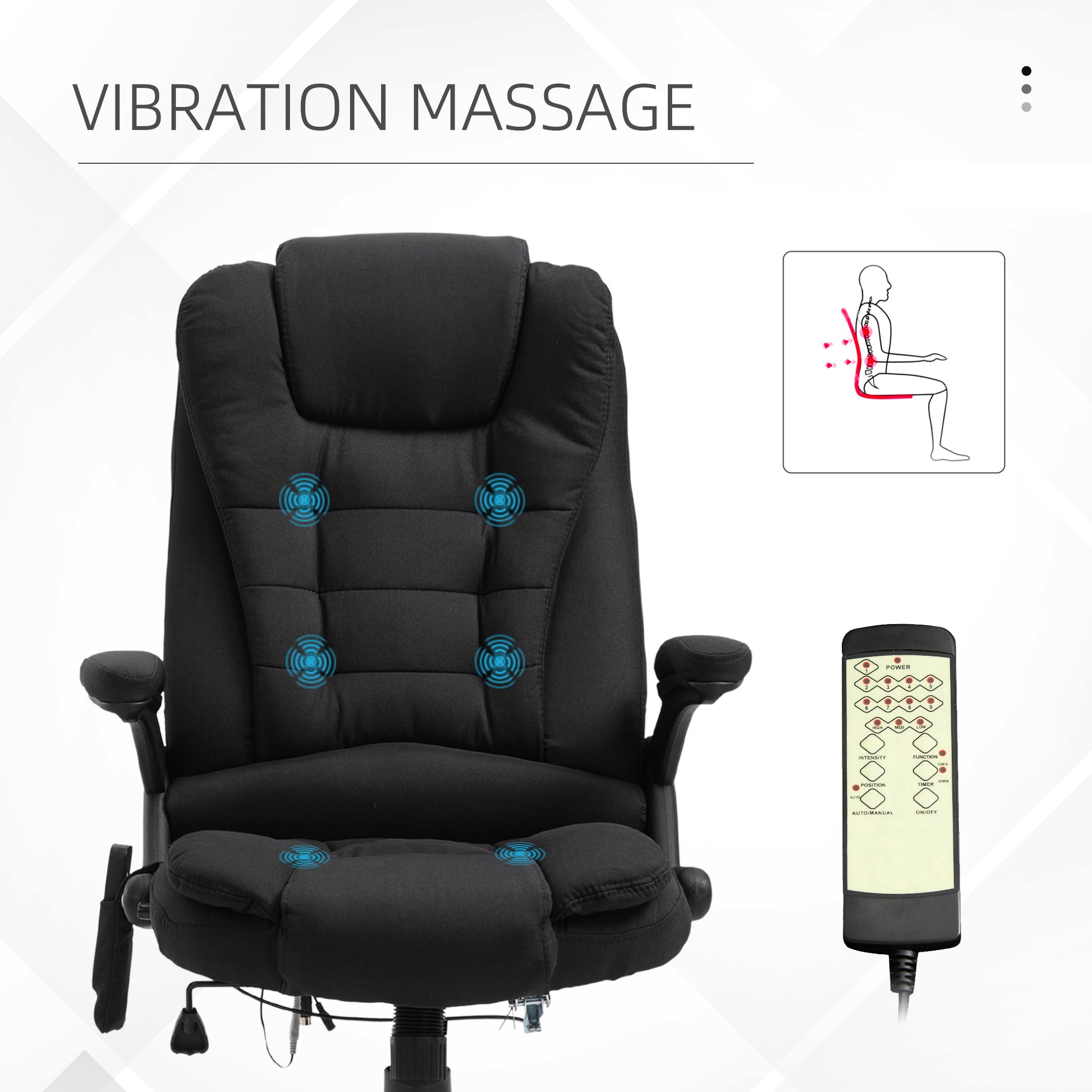 Ergonomic Office Chair Massage Reclining Black-DECOROLALA