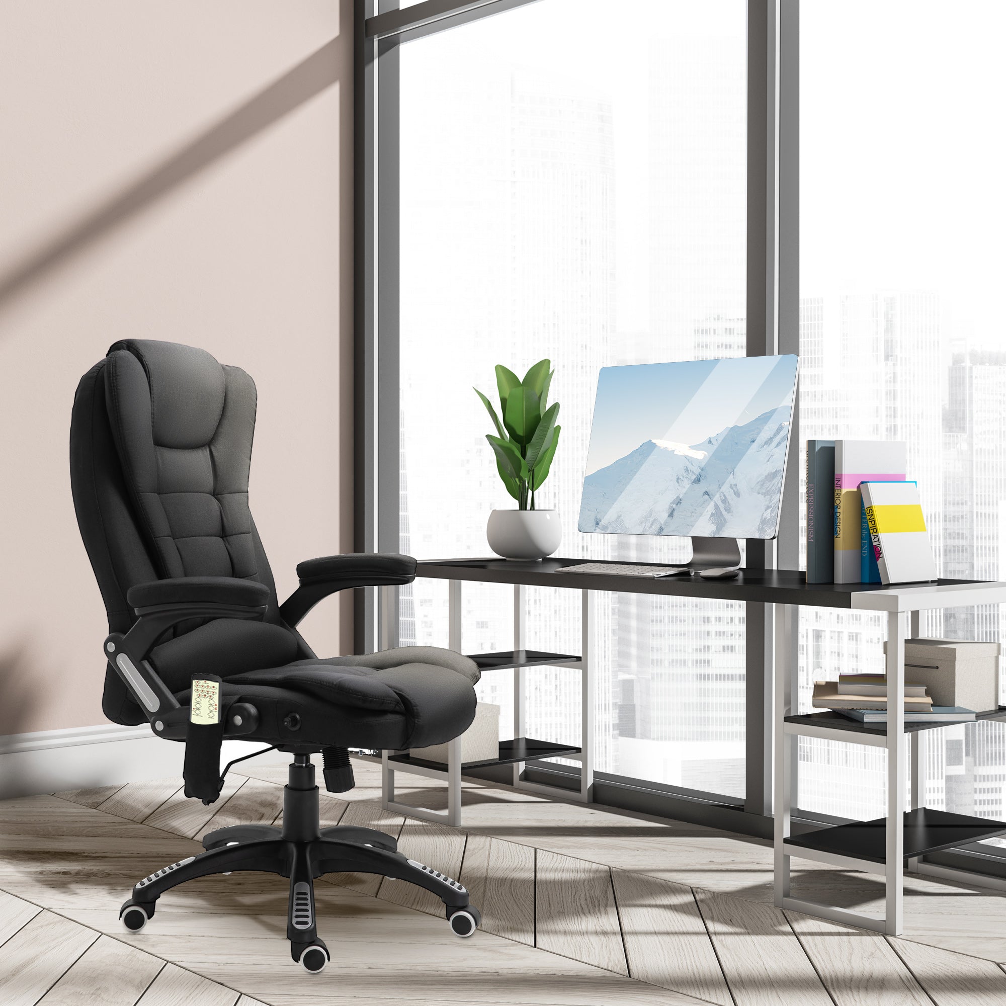 Ergonomic Office Chair Massage Reclining Black-DECOROLALA