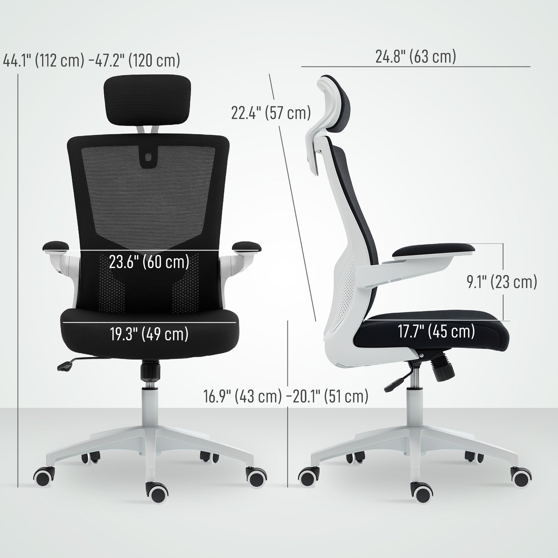 Ergonomic Office Chair - Mesh Desk Chair with Flip-up Arms-Office Products > Office Furniture > Office Chairs > Task Chairs-DECOROLALA