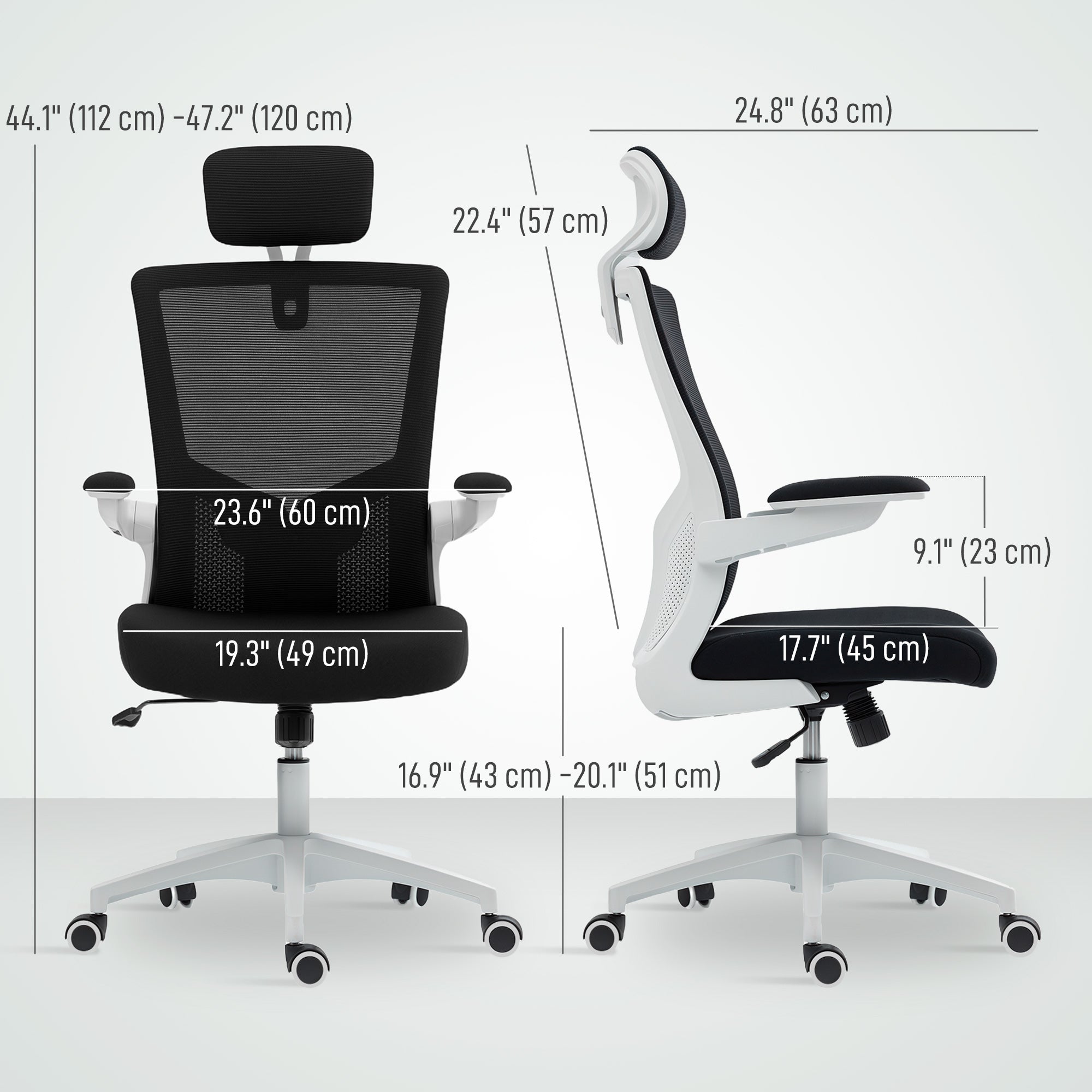 Ergonomic Office Chair - Mesh Desk Chair with Flip-up Arms-Office Products > Office Furniture > Office Chairs > Task Chairs-DECOROLALA
