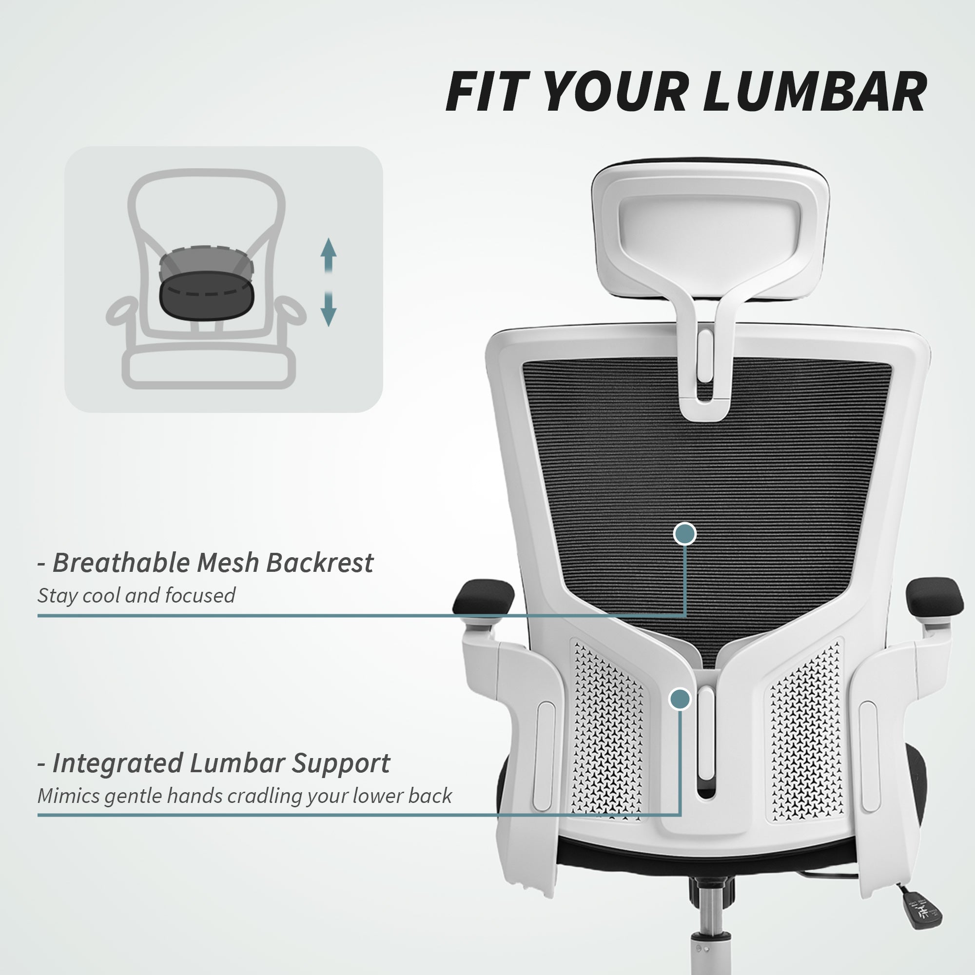 Ergonomic Office Chair - Mesh Desk Chair with Flip-up Arms-Office Products > Office Furniture > Office Chairs > Task Chairs-DECOROLALA