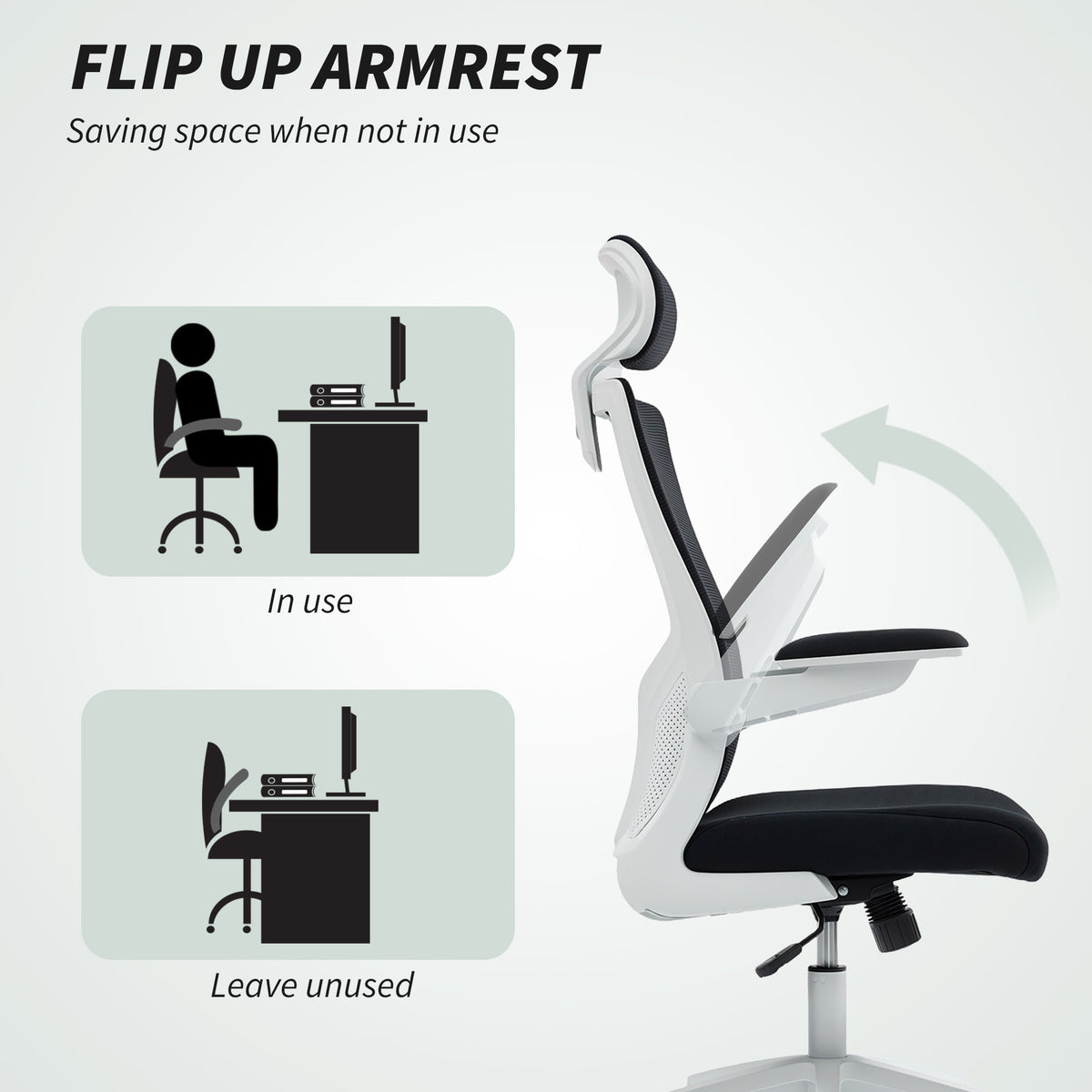 Ergonomic Office Chair - Mesh Desk Chair with Flip-up Arms-Office Products > Office Furniture > Office Chairs > Task Chairs-DECOROLALA