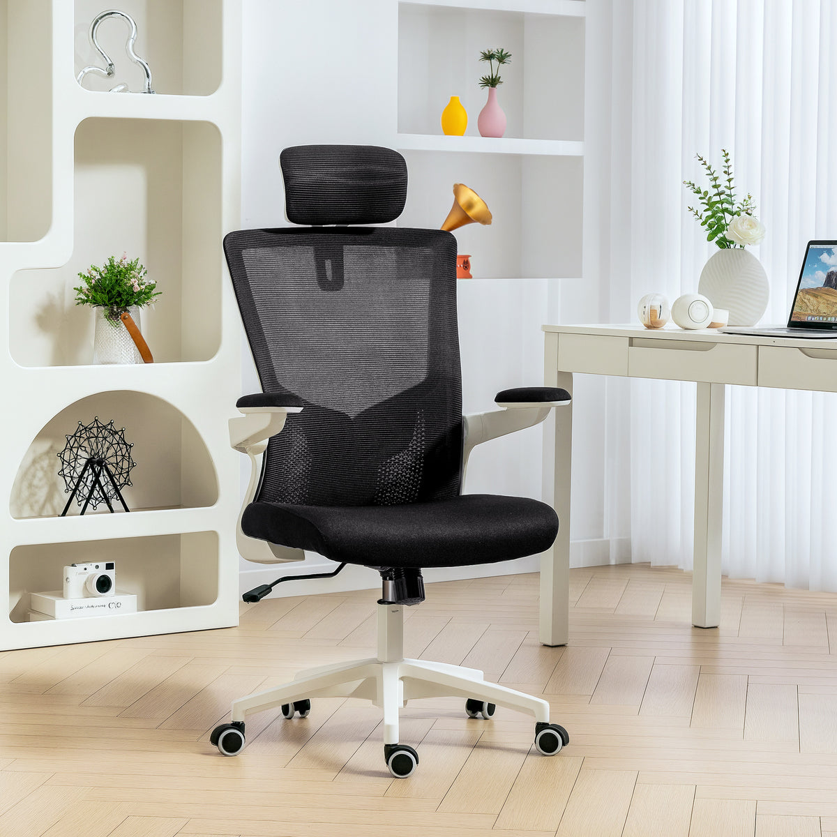 Ergonomic Office Chair - Mesh Desk Chair with Flip-up Arms-Office Products > Office Furniture > Office Chairs > Task Chairs-DECOROLALA