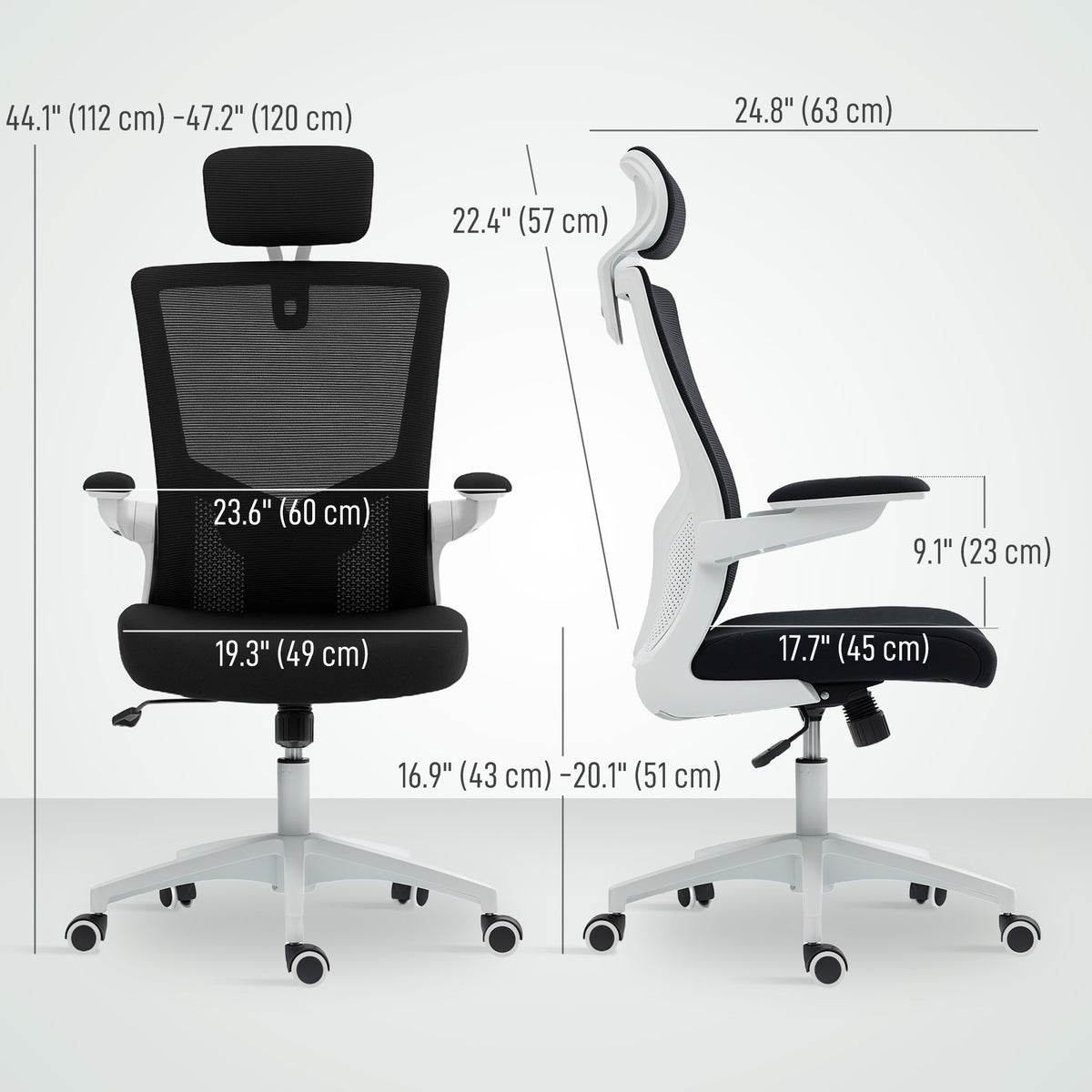 Ergonomic Office Chair - Mesh Desk Chair with Flip-up Arms-Task Chairs-DECOROLALA