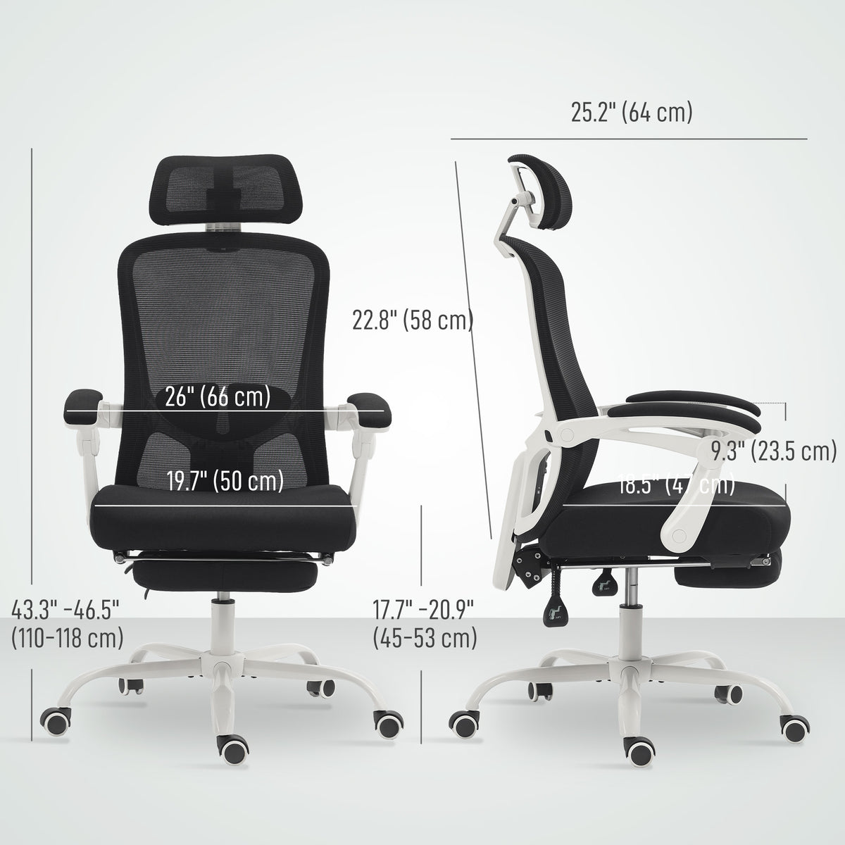 Ergonomic Office Chair - Mesh Reclining Desk Chair with Footrest-Office Chairs-DECOROLALA