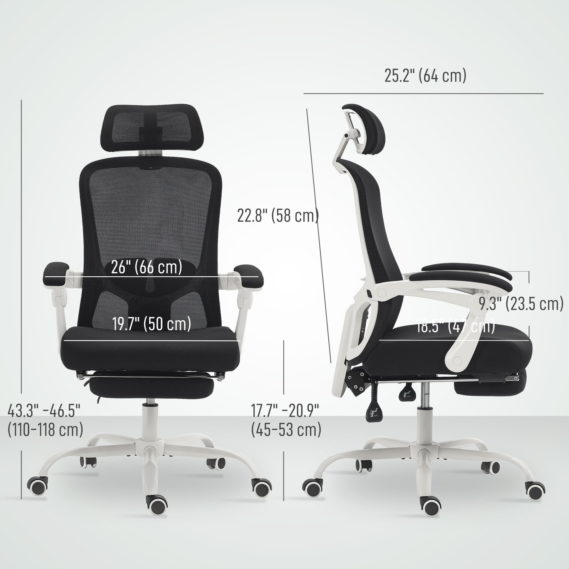 Ergonomic Office Chair - Mesh Reclining Desk Chair with Footrest-Office Products > Office Furniture > Office Chairs-DECOROLALA
