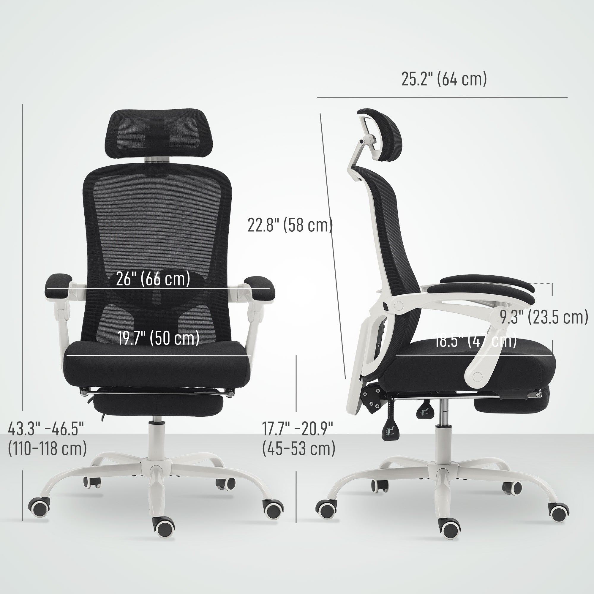 Ergonomic Office Chair - Mesh Reclining Desk Chair with Footrest-Office Products > Office Furniture > Office Chairs-DECOROLALA