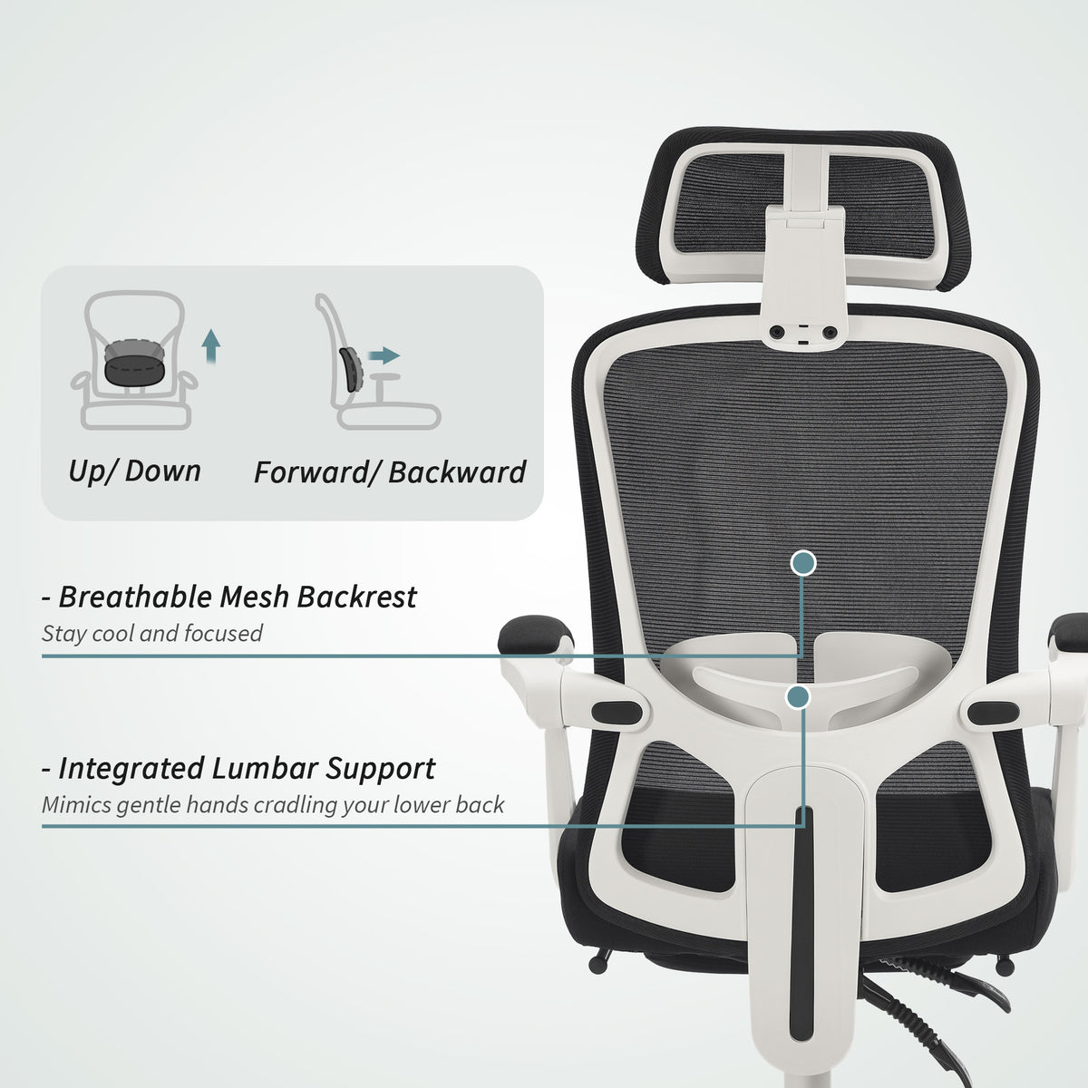 Ergonomic Office Chair - Mesh Reclining Desk Chair with Footrest-Office Products > Office Furniture > Office Chairs-DECOROLALA