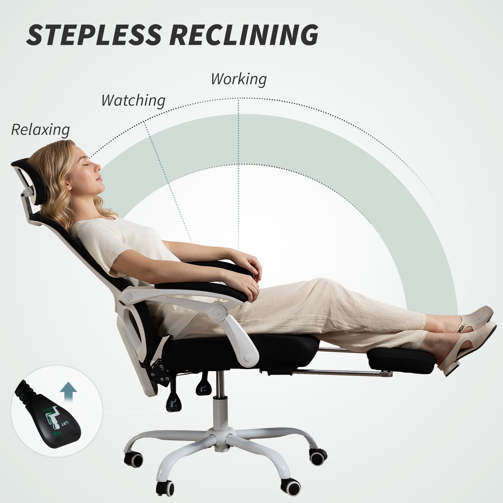 Ergonomic Office Chair - Mesh Reclining Desk Chair with Footrest-Office Products > Office Furniture > Office Chairs-DECOROLALA