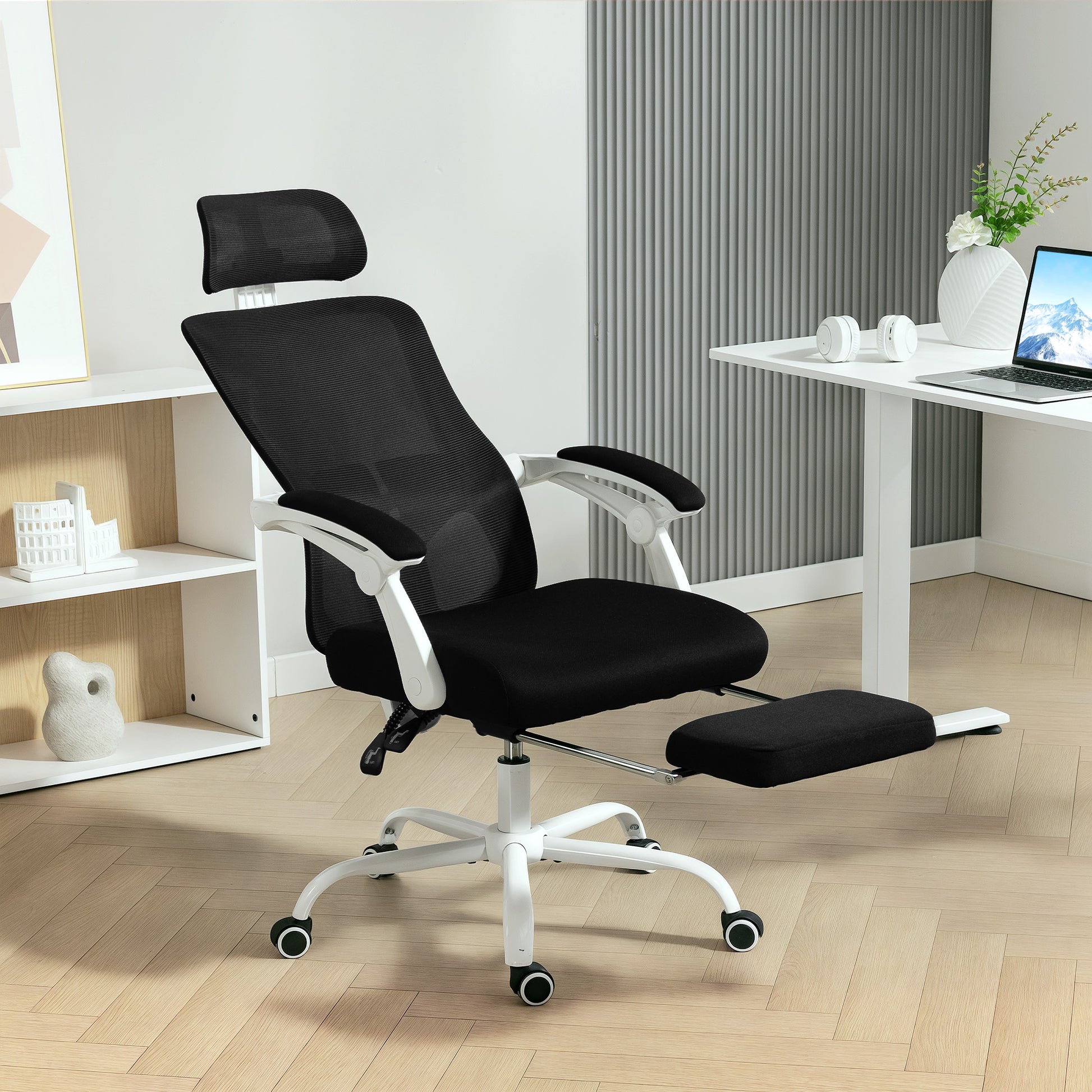 Ergonomic Office Chair - Mesh Reclining Desk Chair with Footrest-Office Products > Office Furniture > Office Chairs-DECOROLALA