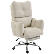 Ergonomic Office Chair with Footrest - Cream White Snow Flannel-Office Products > Office Furniture > Office Chairs > Executive & Manager Chairs-DECOROLALA