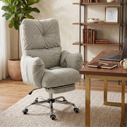 Ergonomic Office Chair with Footrest - Light Grey Flannel-Office Chairs-DECOROLALA