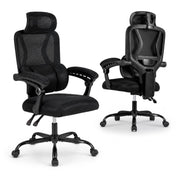 Ergonomic Office Computer Mesh Chair with High Back Adaptive Lumbar Support and 2D Adjustable Headrest-Black-Office Chairs-DECOROLALA