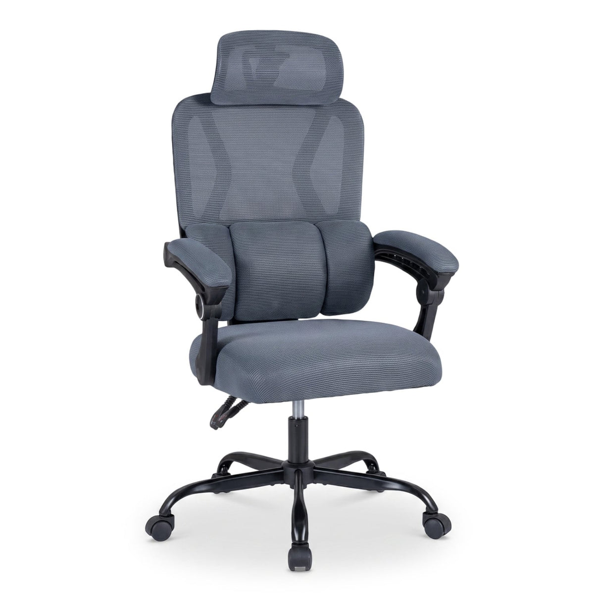 Ergonomic Office Computer Mesh Chair with High Back Adaptive Lumbar Support and 2D Adjustable Headrest-Gray-Office Chairs-DECOROLALA