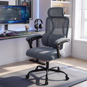 Ergonomic Office Computer Mesh Chair with High Back Adaptive Lumbar Support and 2D Adjustable Headrest-Gray-Office Chairs-DECOROLALA
