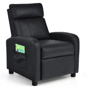 Ergonomic PU Leather Kids Recliner Lounge Sofa for 3-12 Age Group-Black-Kids Chairs-DECOROLALA