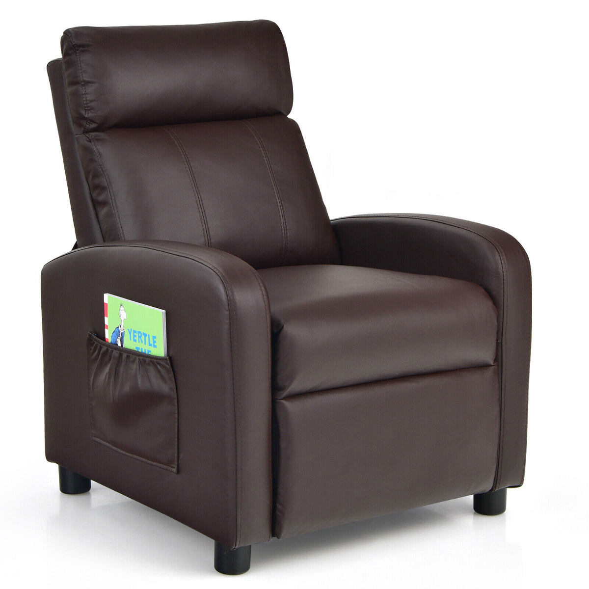 Ergonomic PU Leather Kids Recliner Lounge Sofa for 3-12 Age Group-Brown-Kids Chairs-DECOROLALA