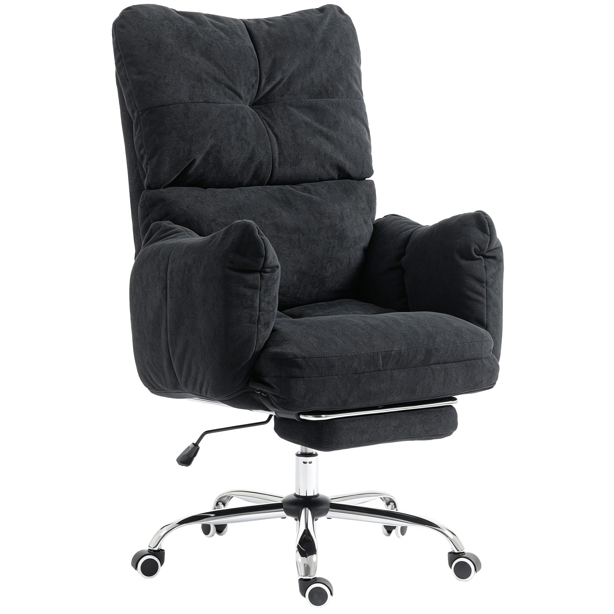 Ergonomic Reclining Office Chair with Footrest - Black-Office Products > Office Furniture > Office Chairs > Task Chairs-DECOROLALA
