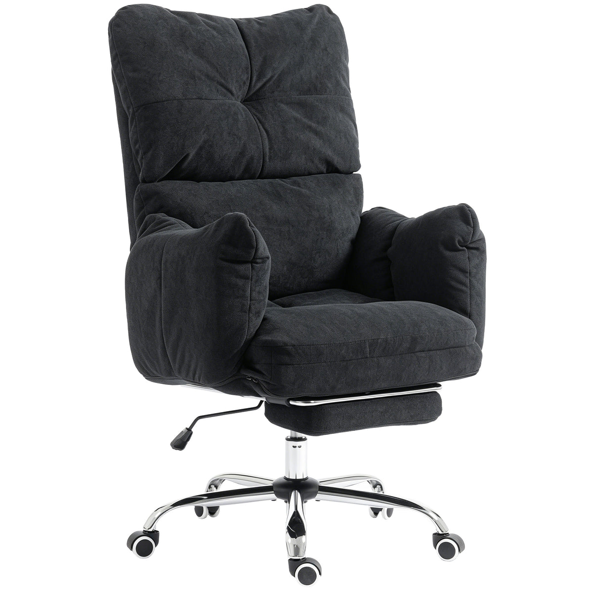 Ergonomic Reclining Office Chair with Footrest - Black-Task Chairs-DECOROLALA