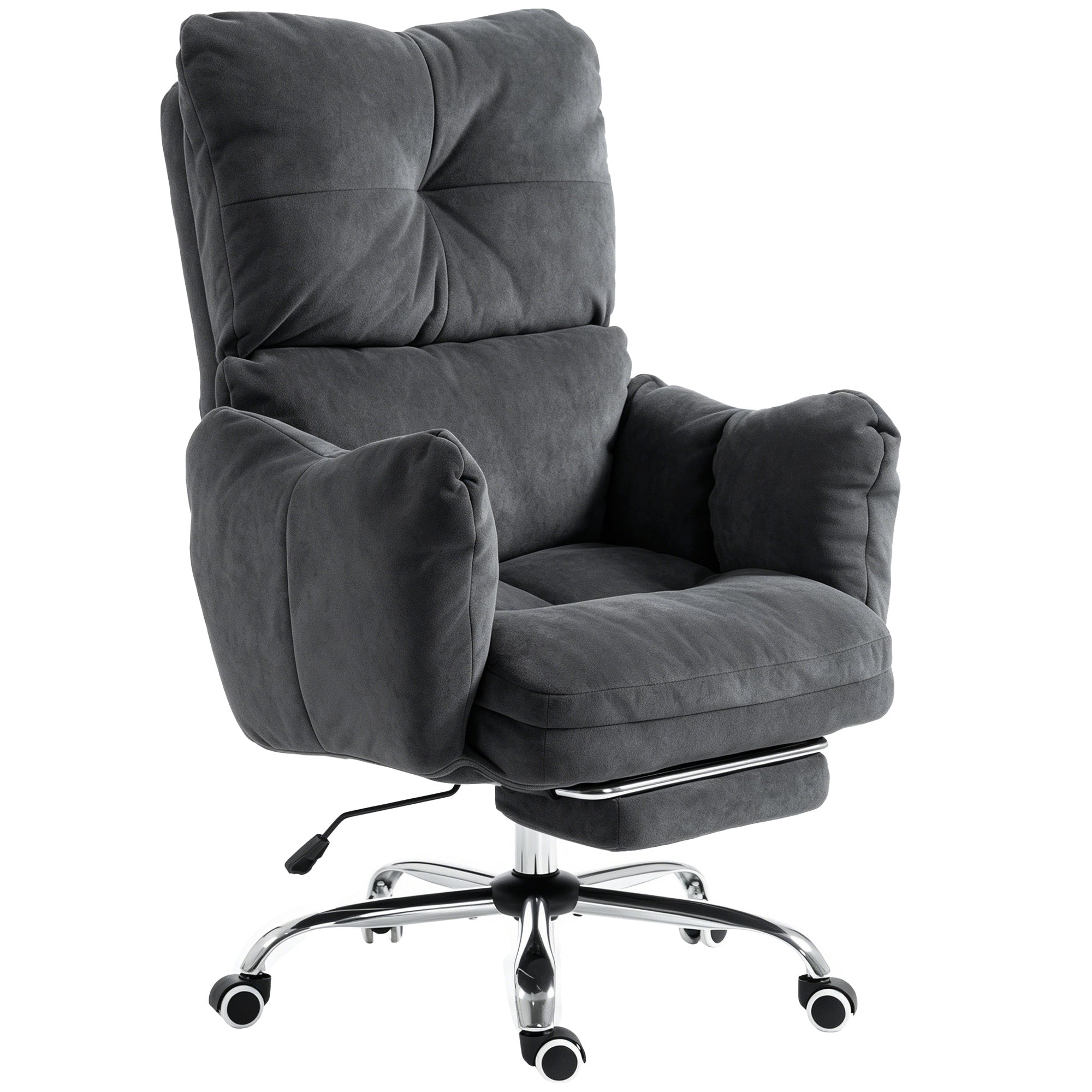 Ergonomic Reclining Office Chair with Footrest - Dark Grey-Office Products > Office Furniture > Office Chairs > Task Chairs-DECOROLALA