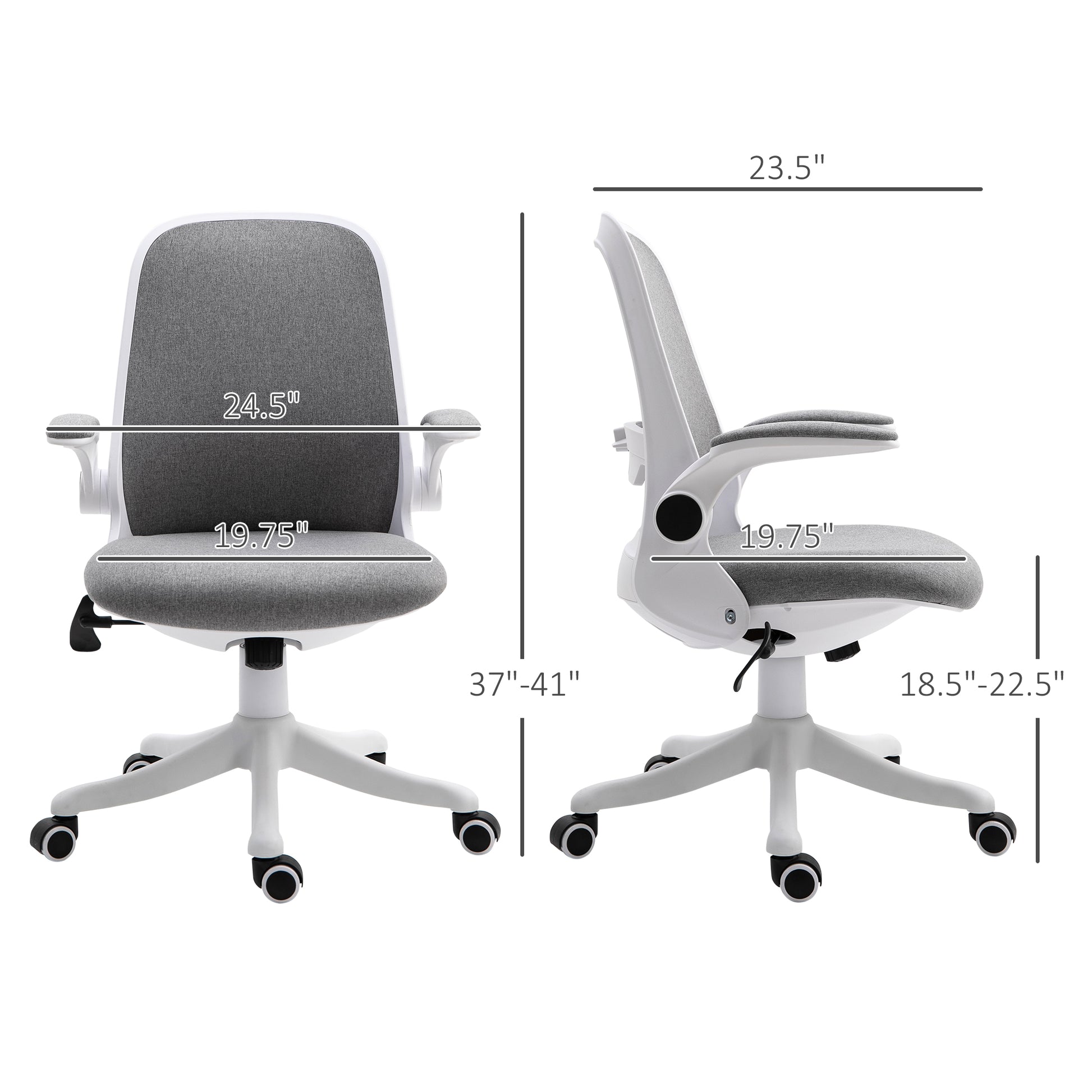 Ergonomic Swivel Office Chair - Grey Linen Fabric Task Chair-Office Products > Office Furniture > Office Chairs > Task Chairs-DECOROLALA