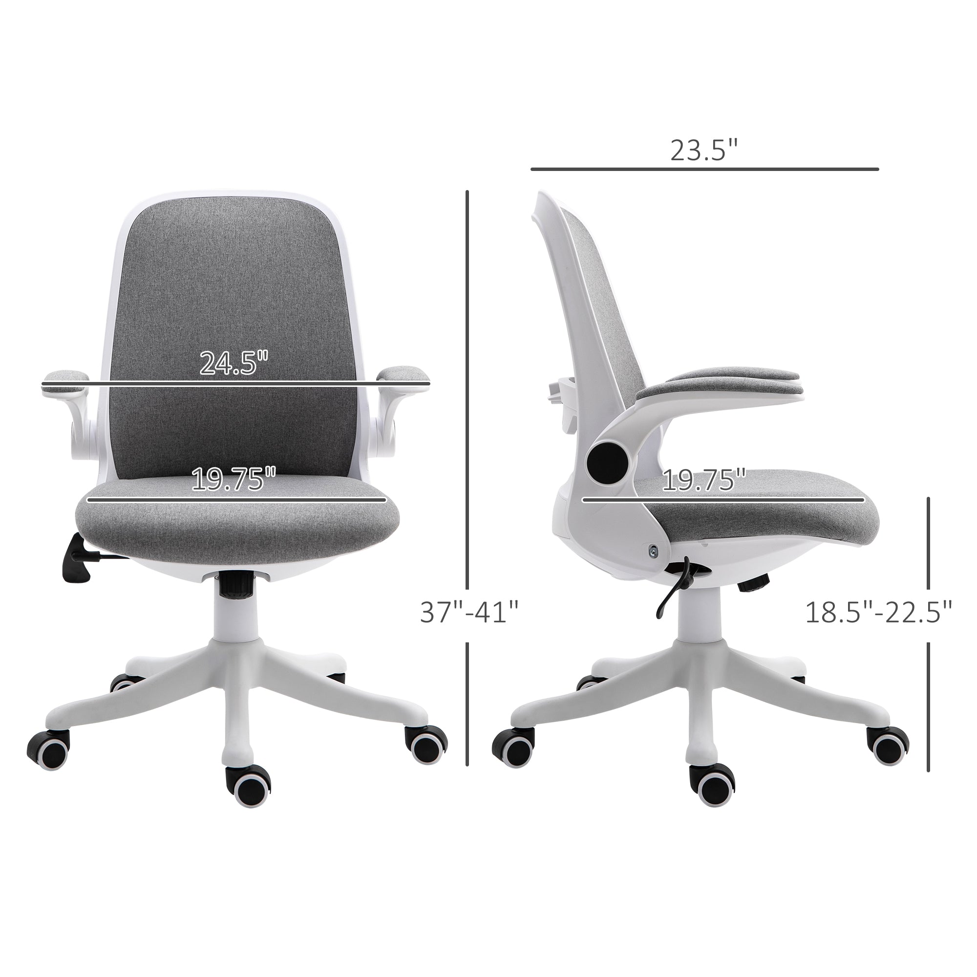 Ergonomic Swivel Office Chair - Grey Linen Fabric Task Chair-Office Products > Office Furniture > Office Chairs > Task Chairs-DECOROLALA