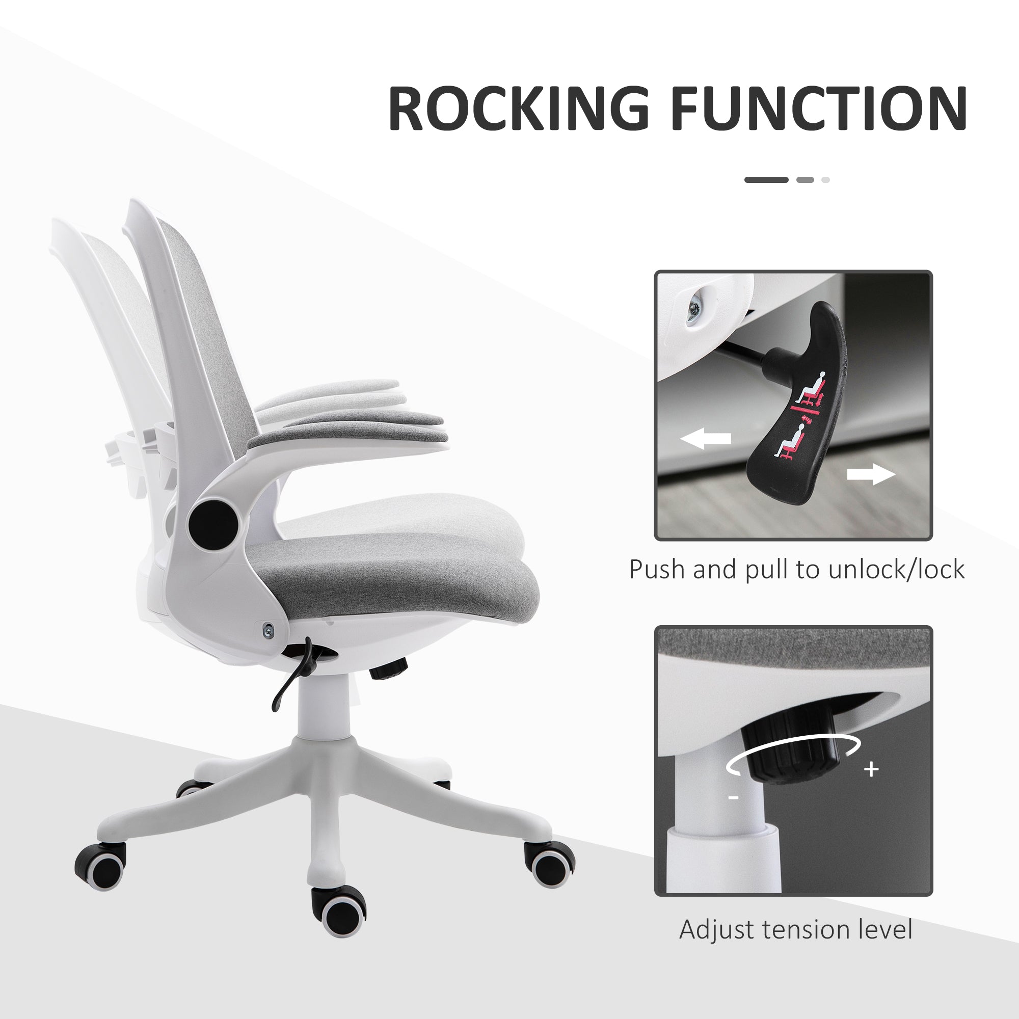 Ergonomic Swivel Office Chair - Grey Linen Fabric Task Chair-Office Products > Office Furniture > Office Chairs > Task Chairs-DECOROLALA